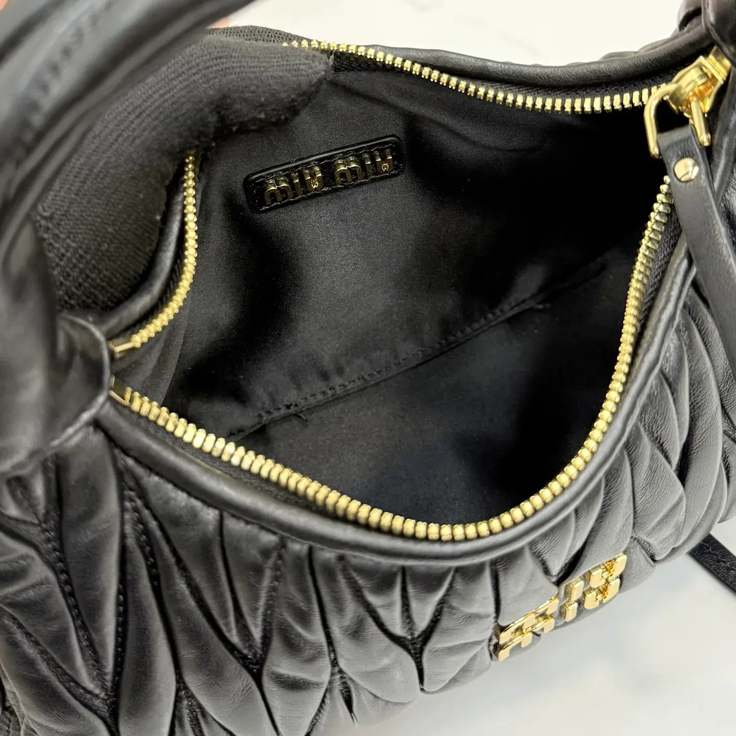 Miu Miu Matelasse Black Lambskin Hobo Bag product photo from LabelPicks