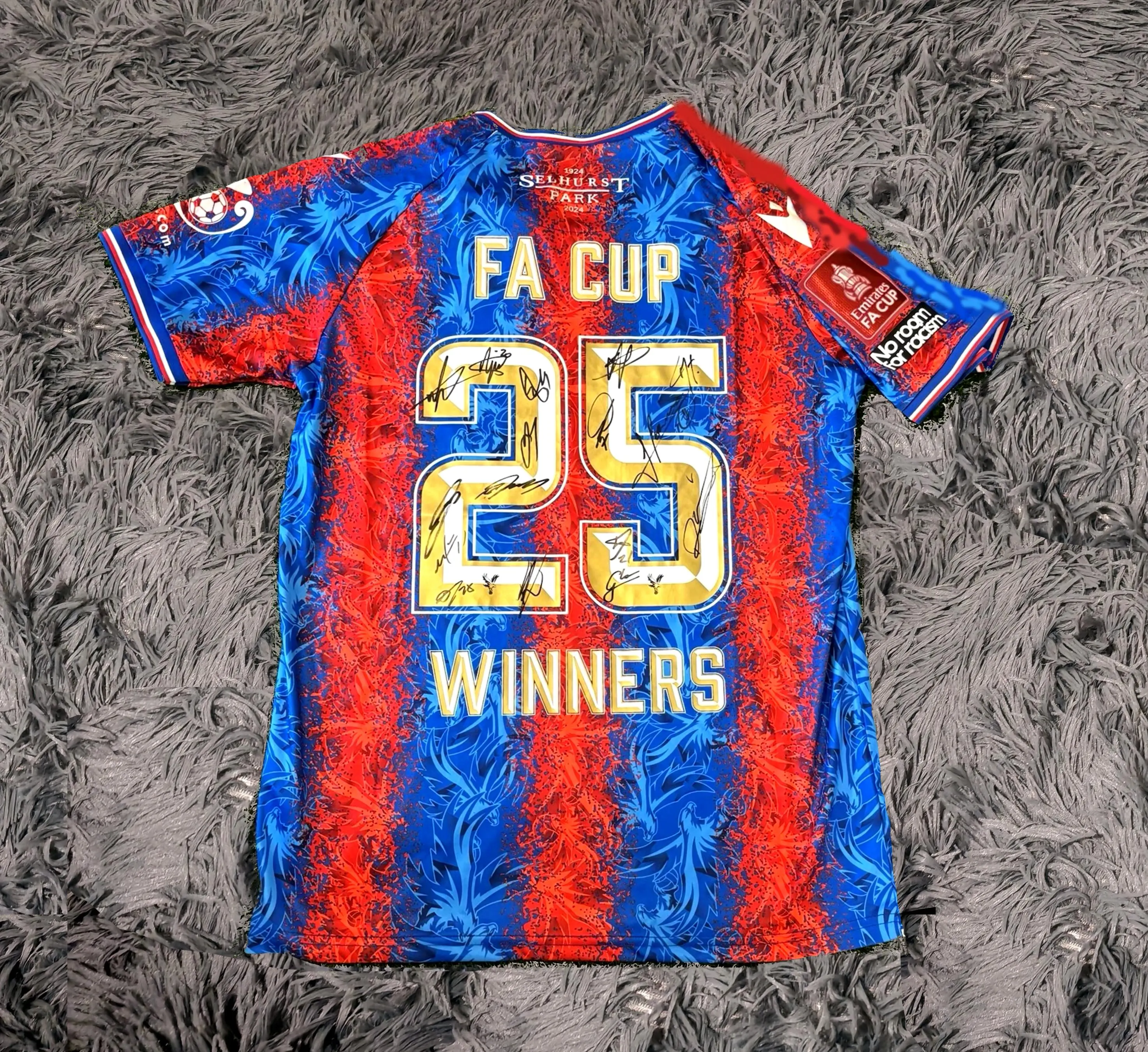 Crystal Palace Team SIGNED 24/25 FA Cup Winners Shirt Jersey - COA - 2025