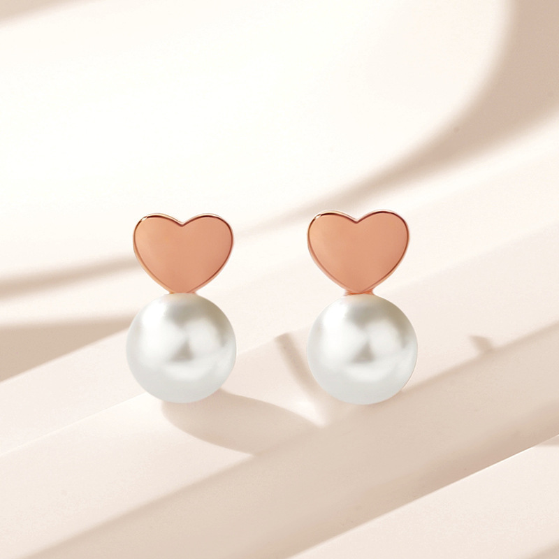 925 Sterling Silver Heart Pearl Stud Earrings| Minimalist Jewelry