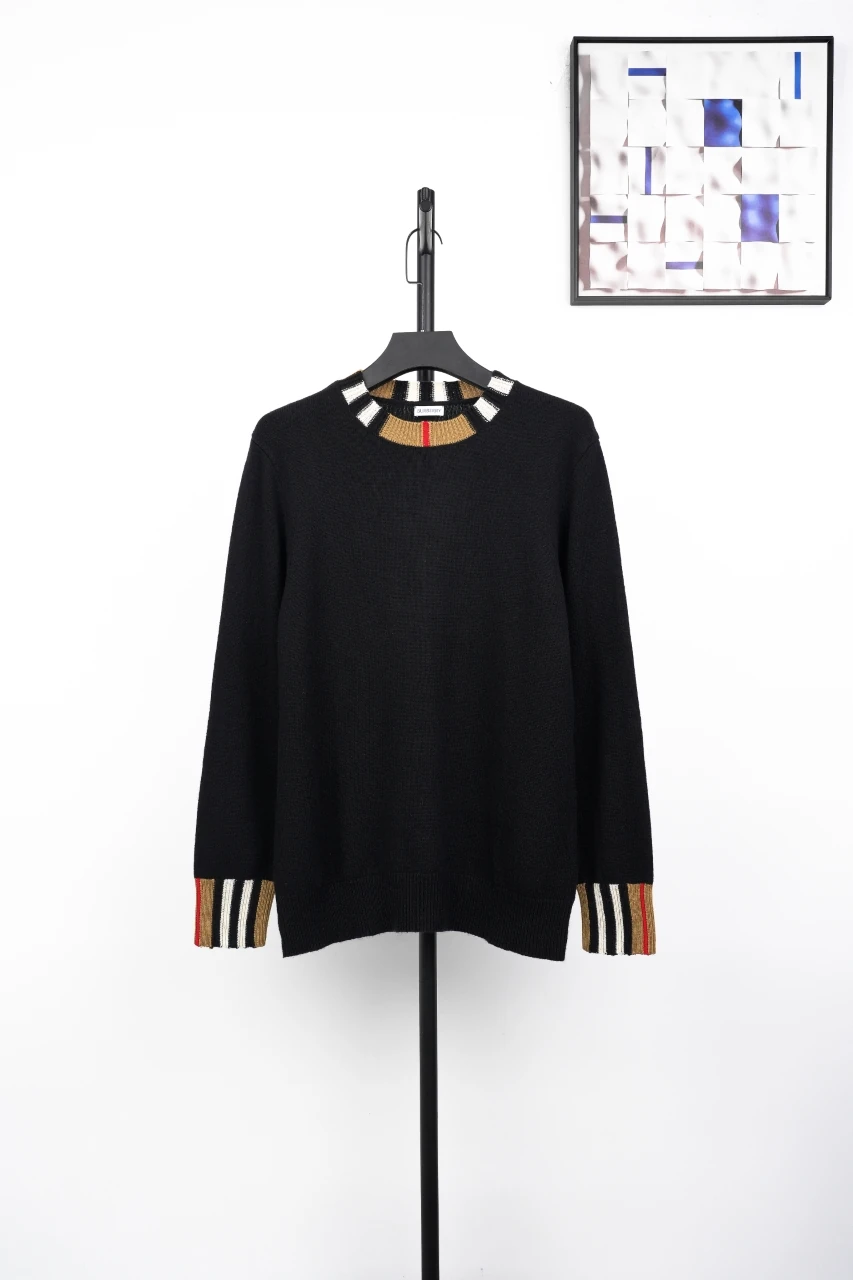 Burberry Black Check Ribbed Crewneck Sweater product photo from LabelPicks
