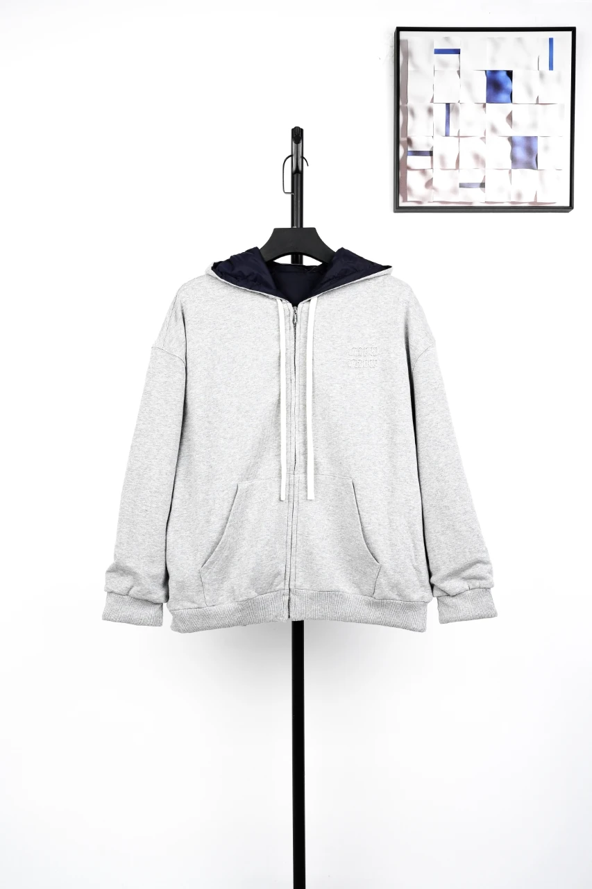Miu Miu Grey Logo Reversible Hooded Jacket product photo from LabelPicks