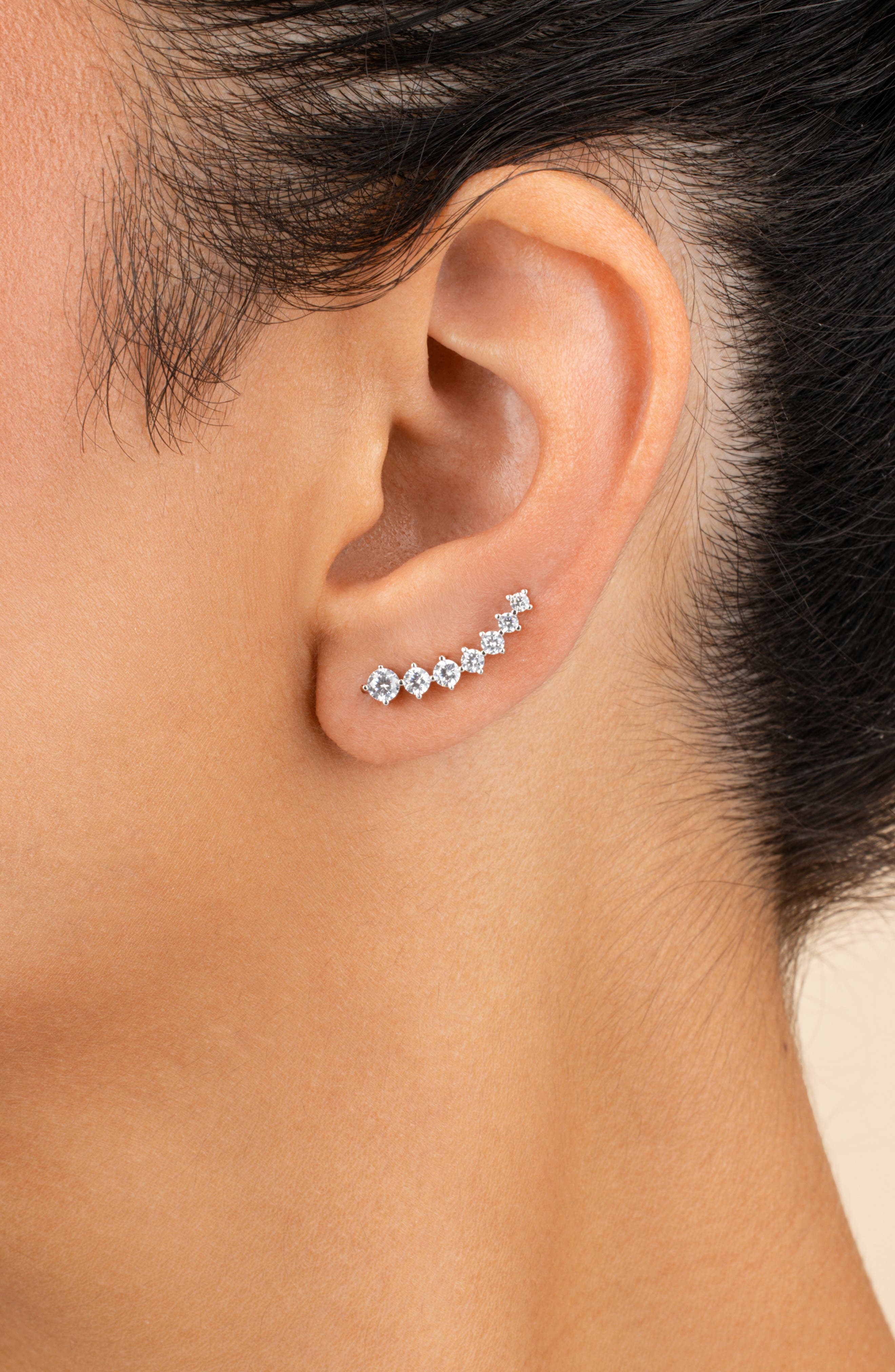 Sterling Forever 14K Gold Plated CZ Crawler Earrings