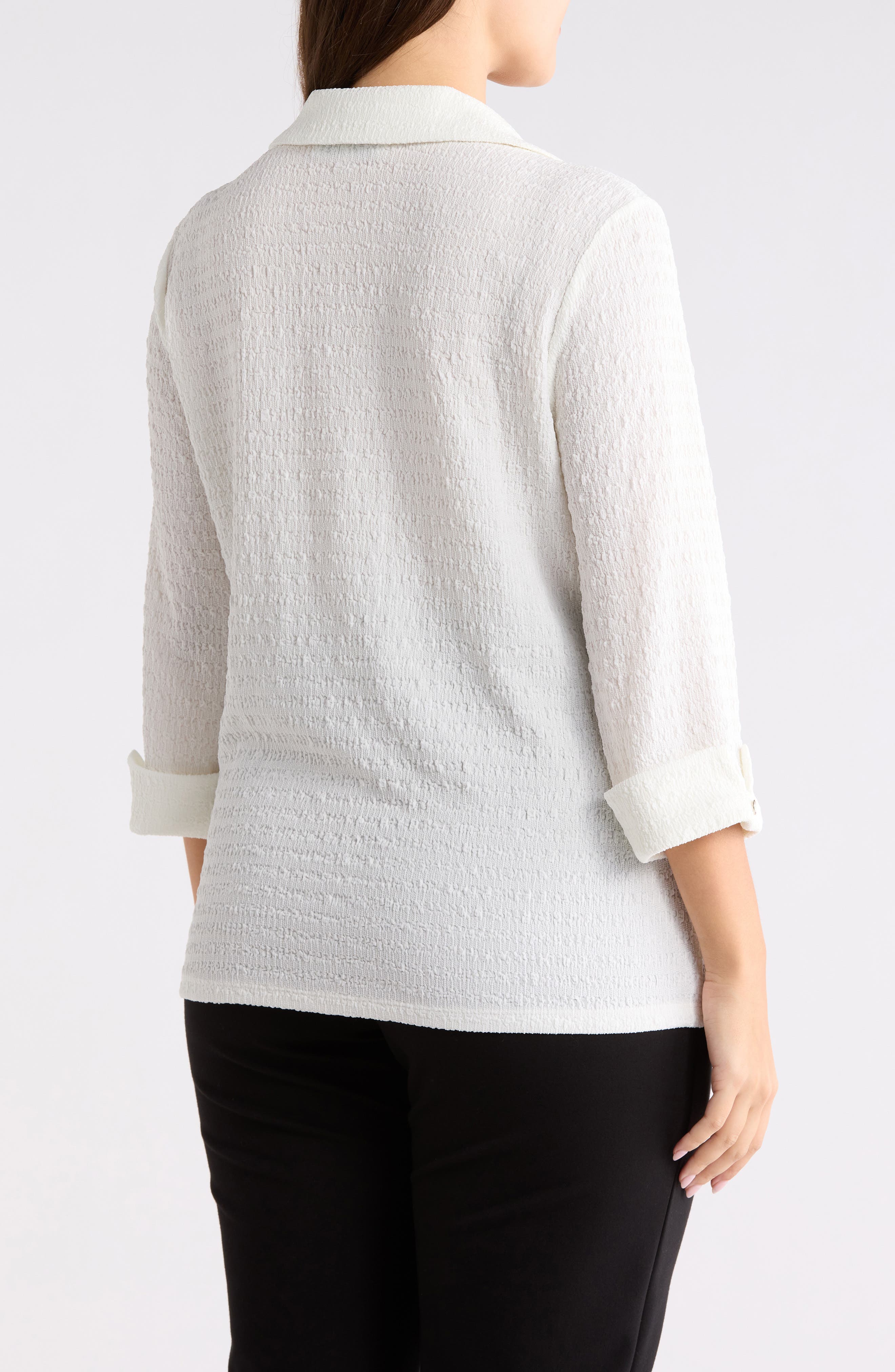 KASPER Ridge Knit Button-Up Shirt