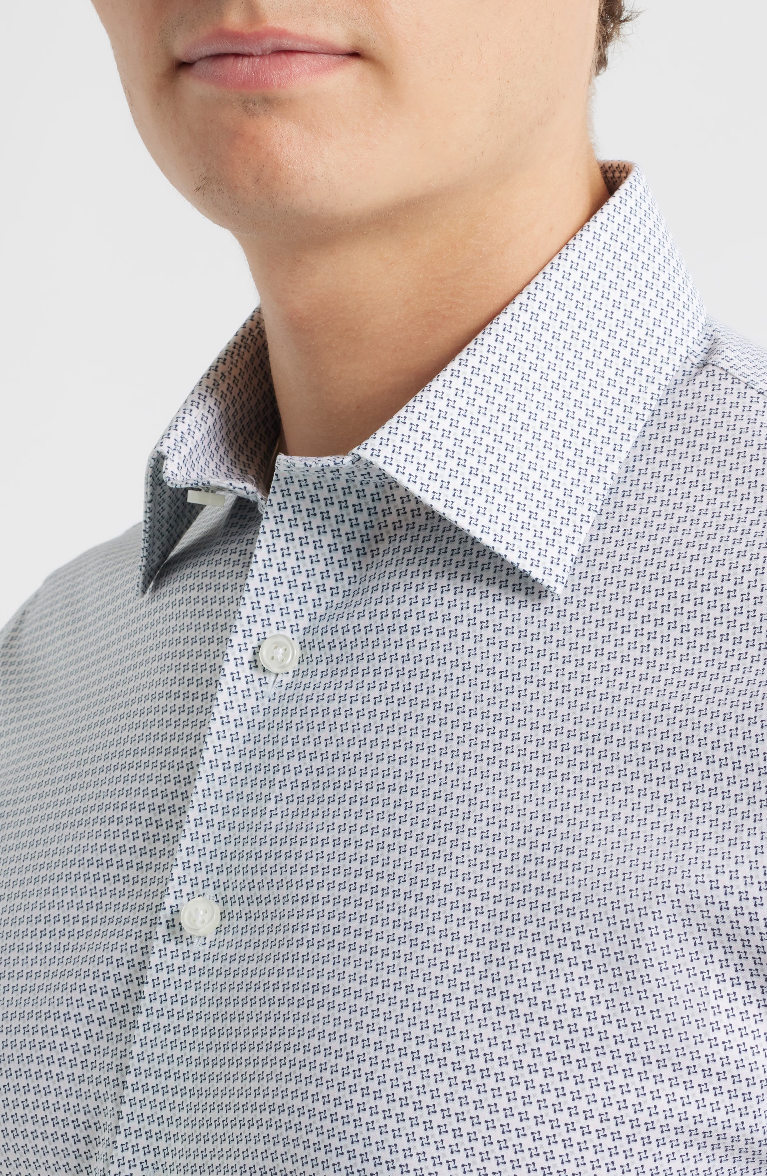 Nordstrom Trim Fit Geometric Print Premium Performance Dress Shirt