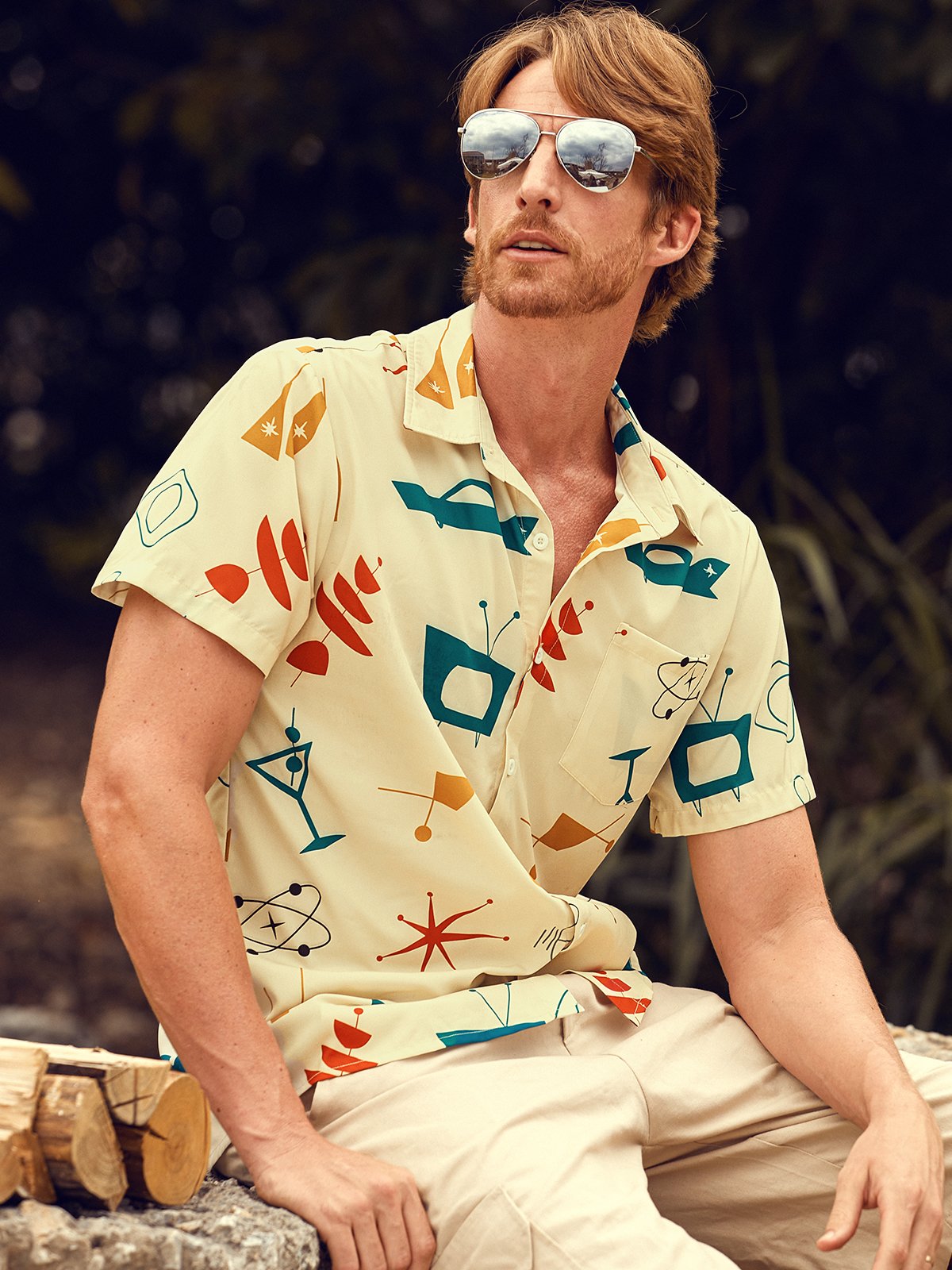 Men's Cocktail Graphic 50s Style Shirt