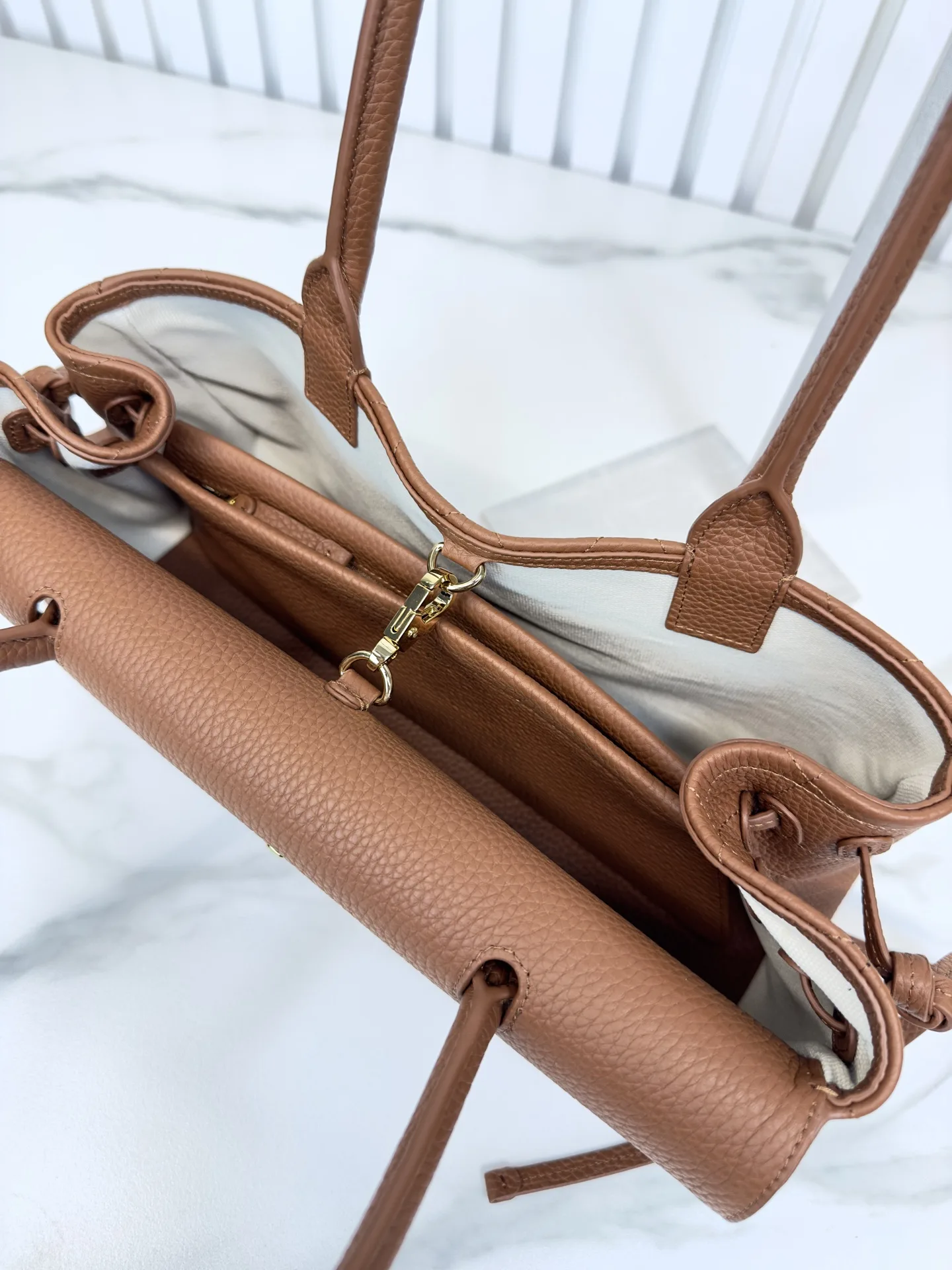 Chanel Brown Grained Leather Top Handle Bag product photo from LabelPicks