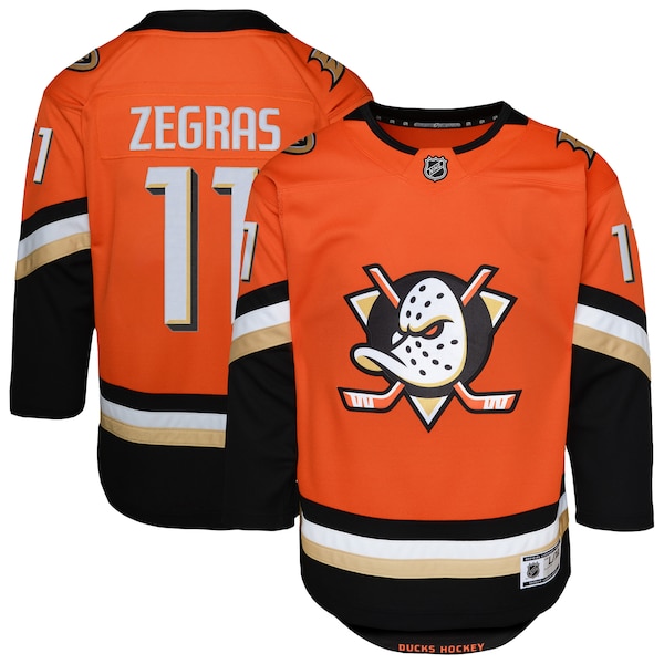 Trevor Zegras Anaheim Ducks Youth Premier Player Jersey - Orange/Black