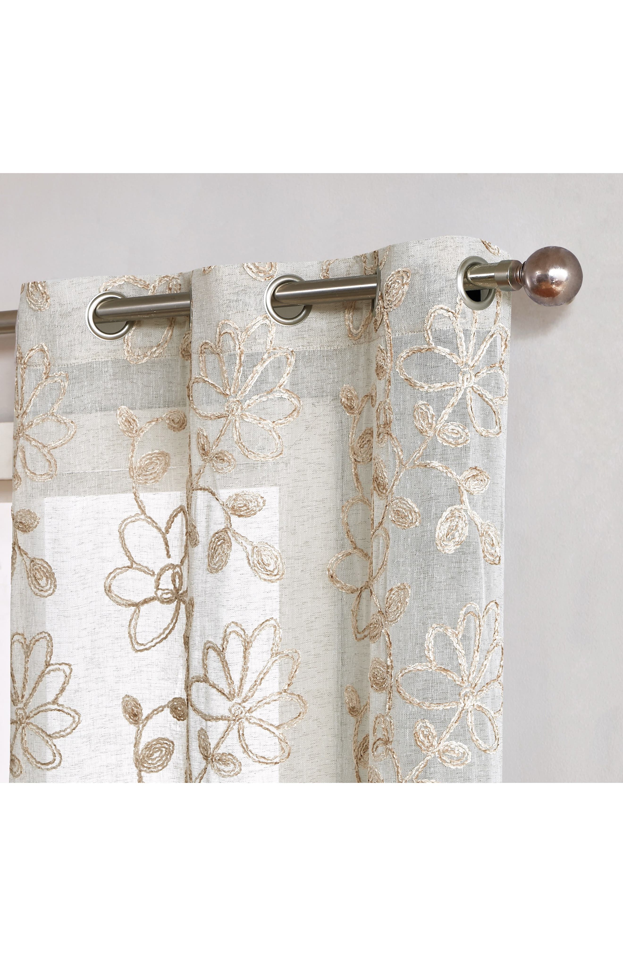 DAINTY HOME Set of 2 Embroidered Sheer Curtain Panels