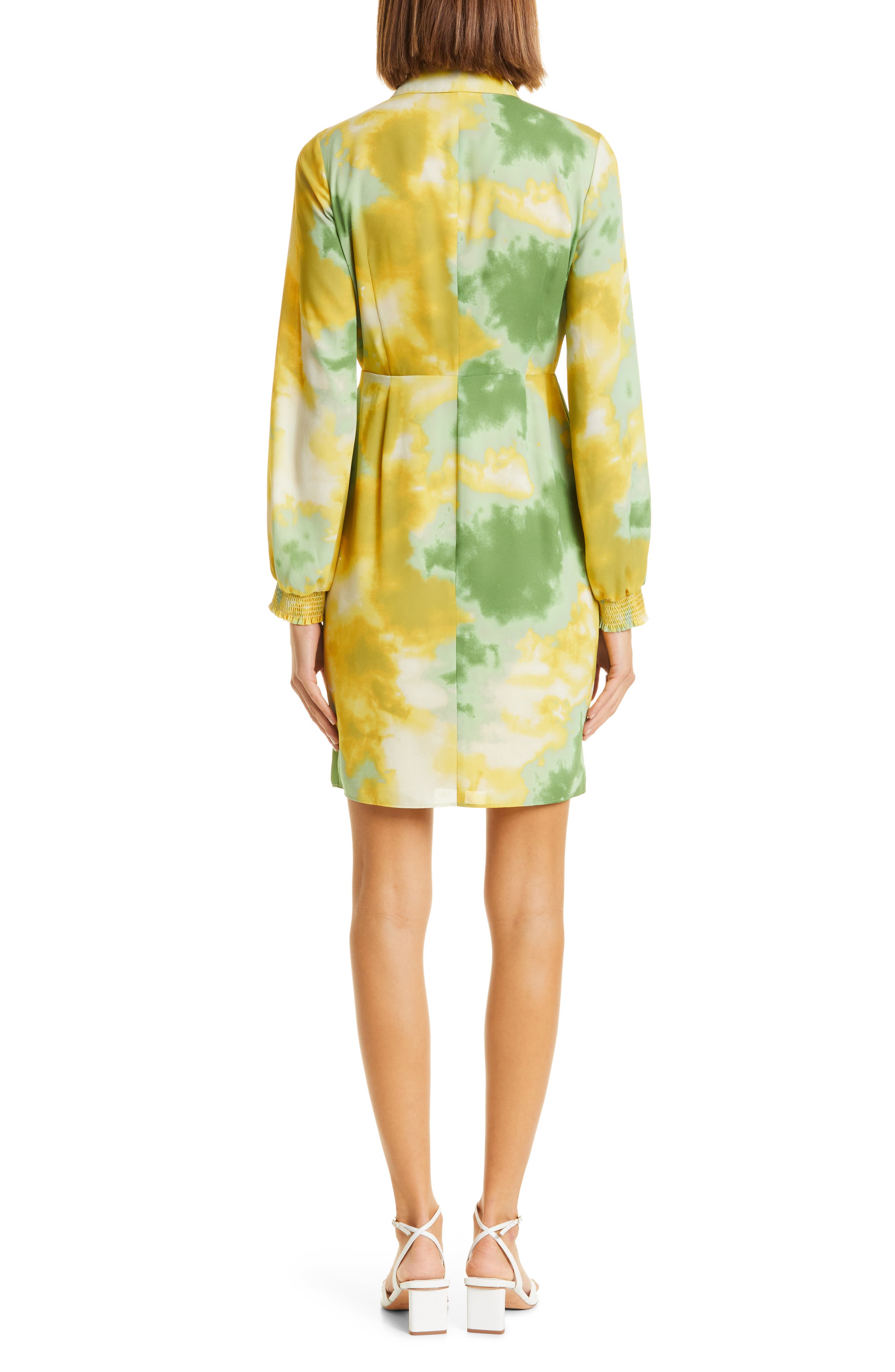 Toccin Tie Dye Wrap Front Long Sleeve Shirtdress