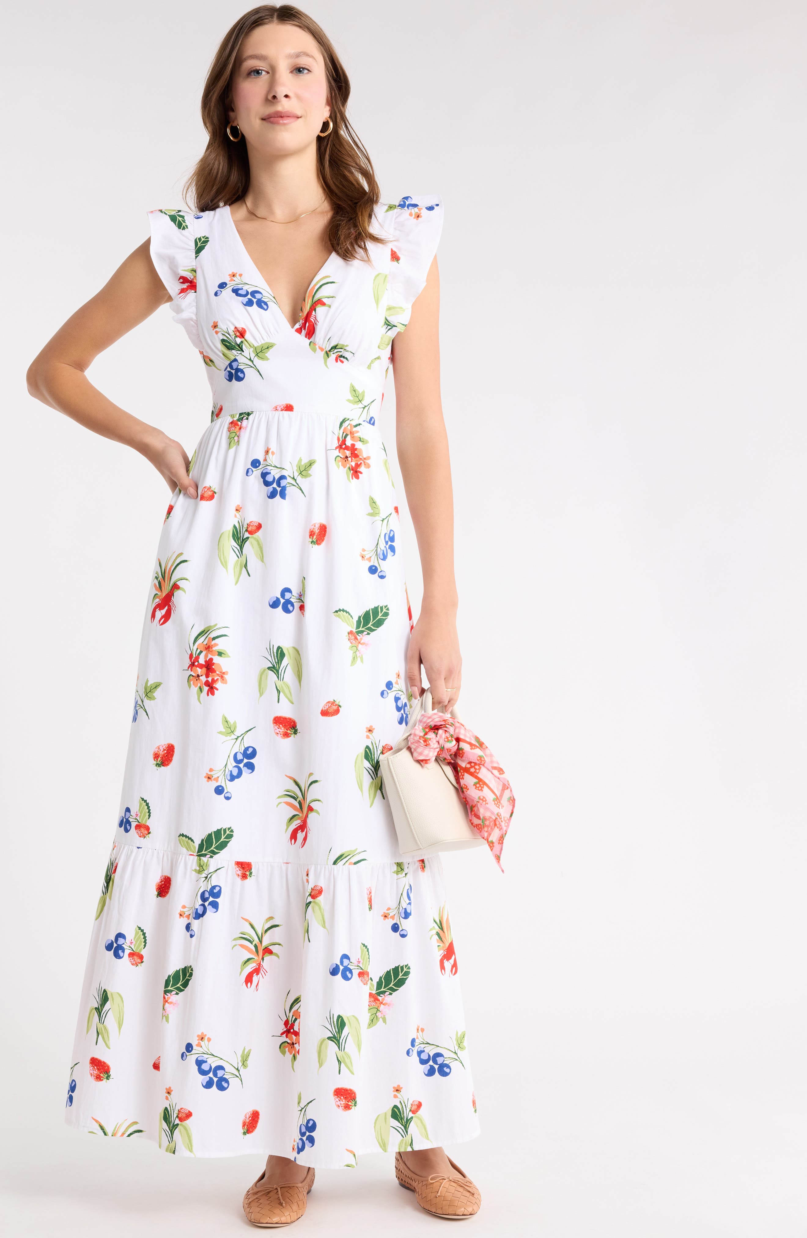 1901 V-Neck Ruffle Maxi Dress