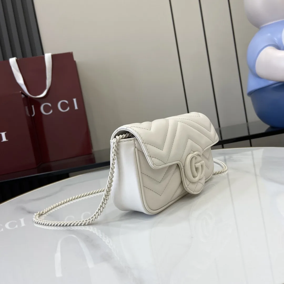 Gucci White Marmont GG Supreme Canvas Shoulder Bag product photo from LabelPicks