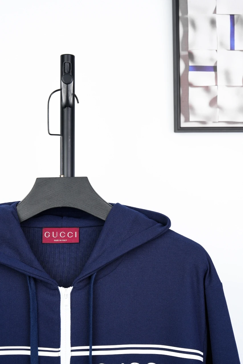 GUCCI Navy G-Stripe Hooded Zip Jacket product photo from LabelPicks