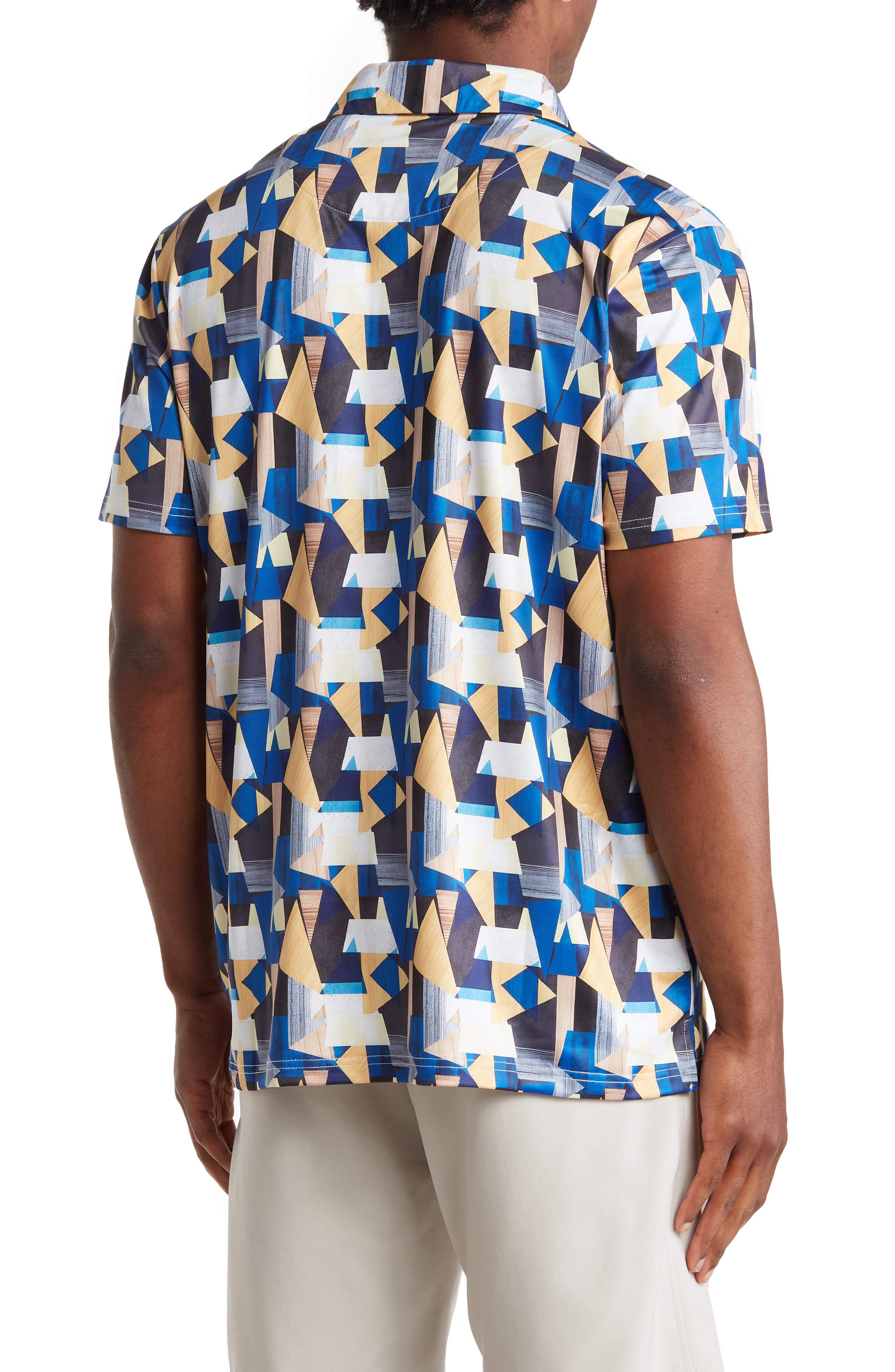 TOM BAINE Patterned Slim Fit Performance Golf Polo