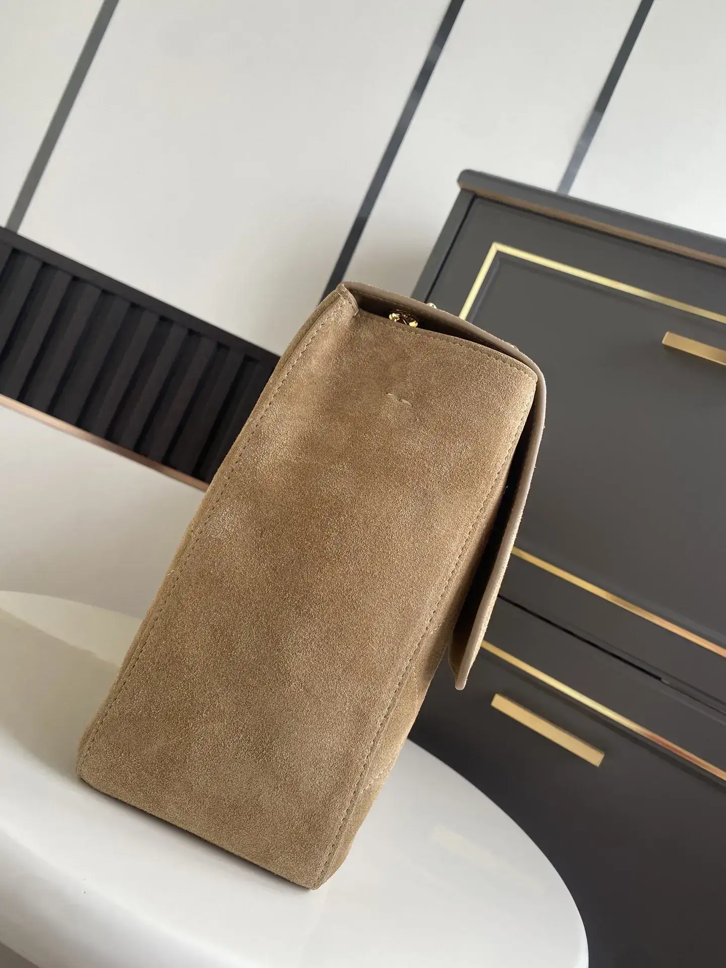 Chanel Beige Classic Flap Suede Leather Shoulder Bag product photo from LabelPicks