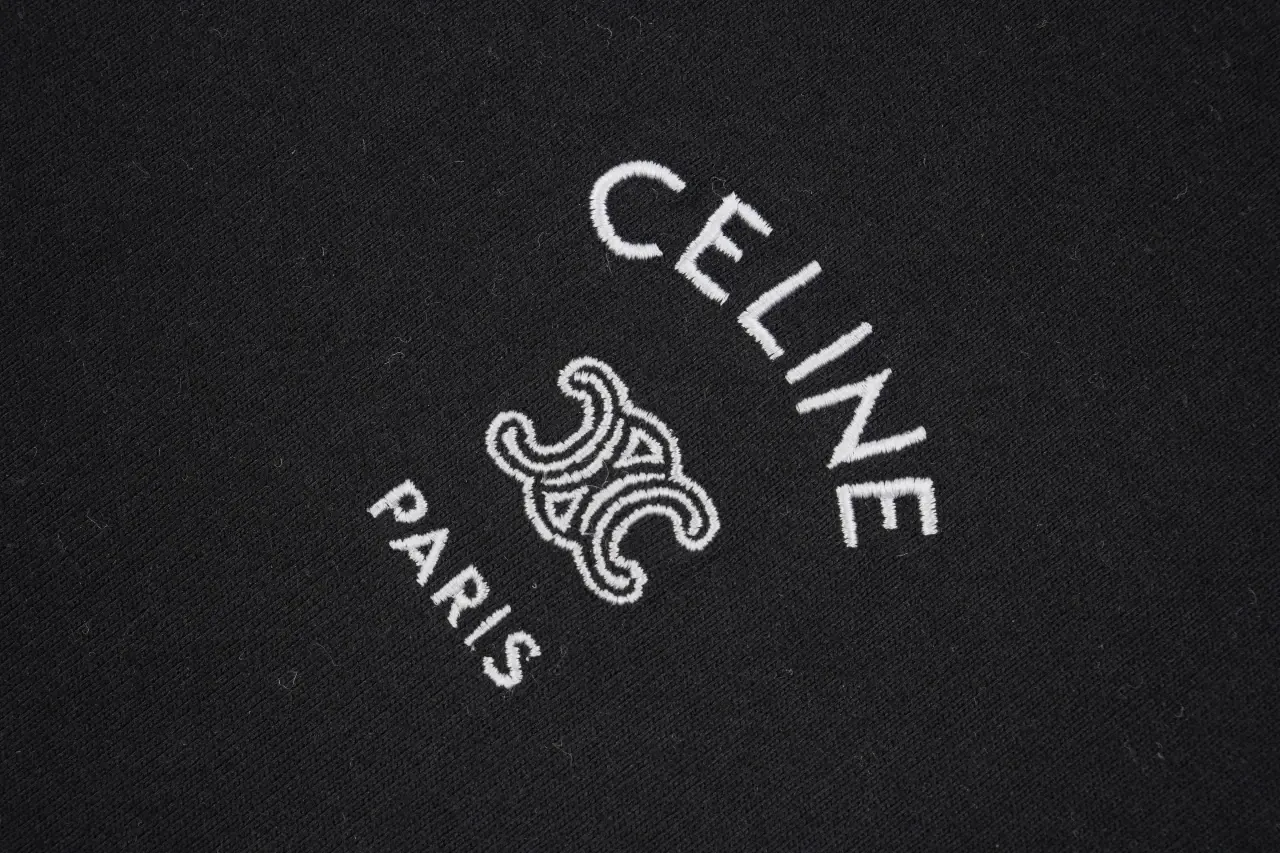 CELINE Black Triomphe Embroidered T-Shirt product photo from LabelPicks