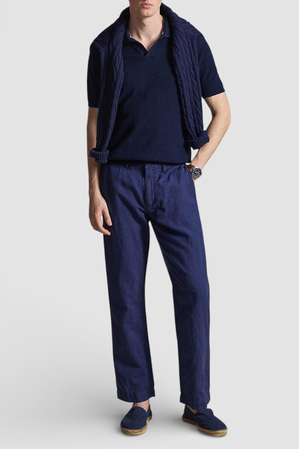 POLO RALPH LAUREN מכנסי פשתן מחוייטים