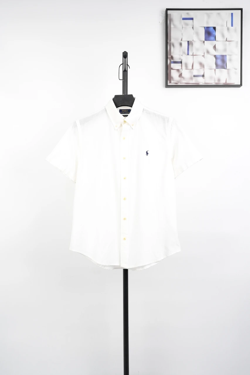 Ralph Lauren White Pony Embroidered Linen Short Sleeve Shirt product photo from LabelPicks