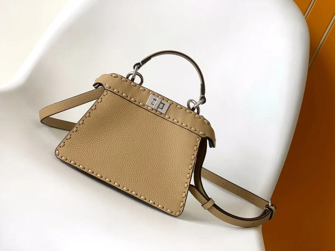 Fendi Peekaboo Beige Calfskin Top Handle Bag product photo from LabelPicks
