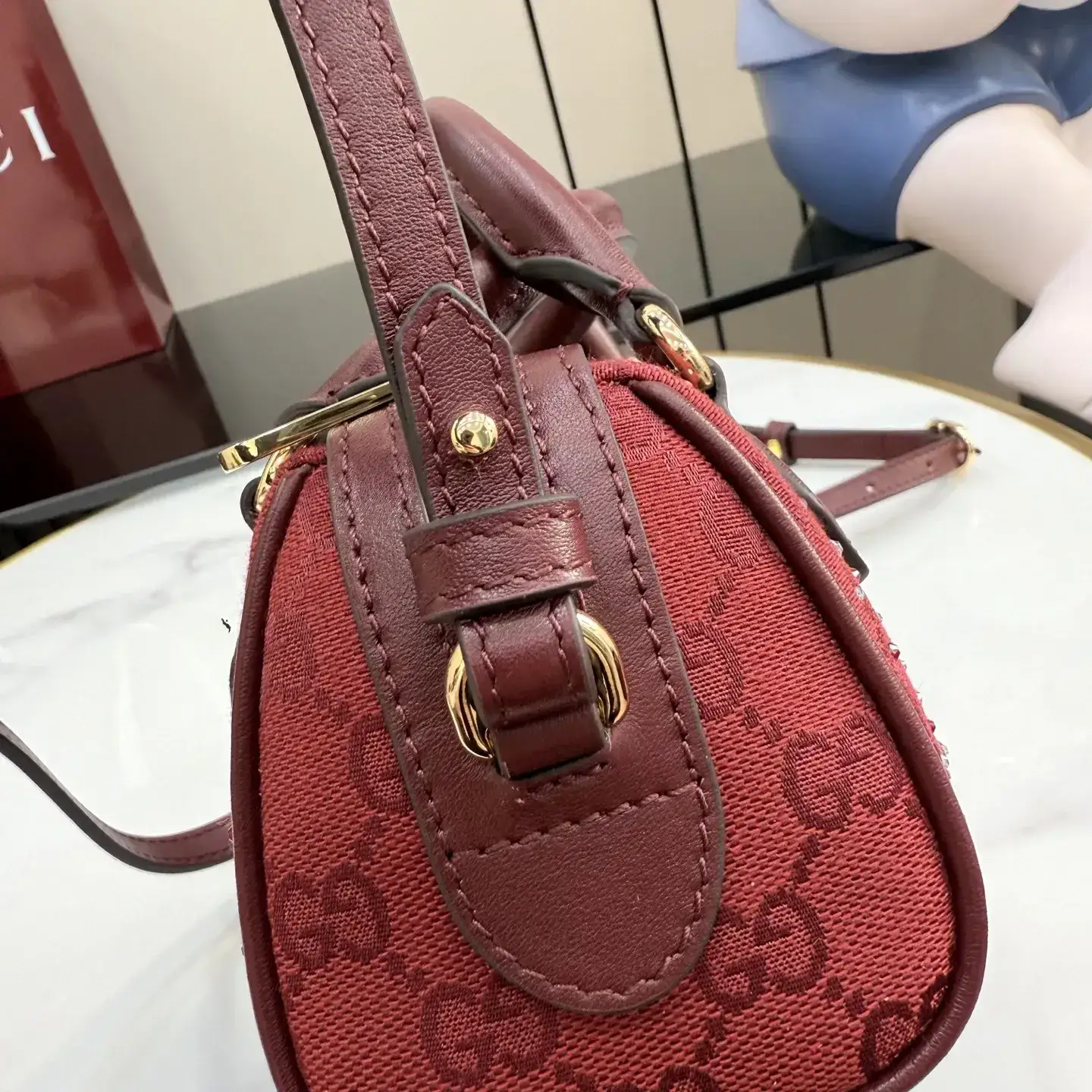 Gucci Burgundy Ophidia GG Supreme Canvas Top Handle Bag product photo from LabelPicks