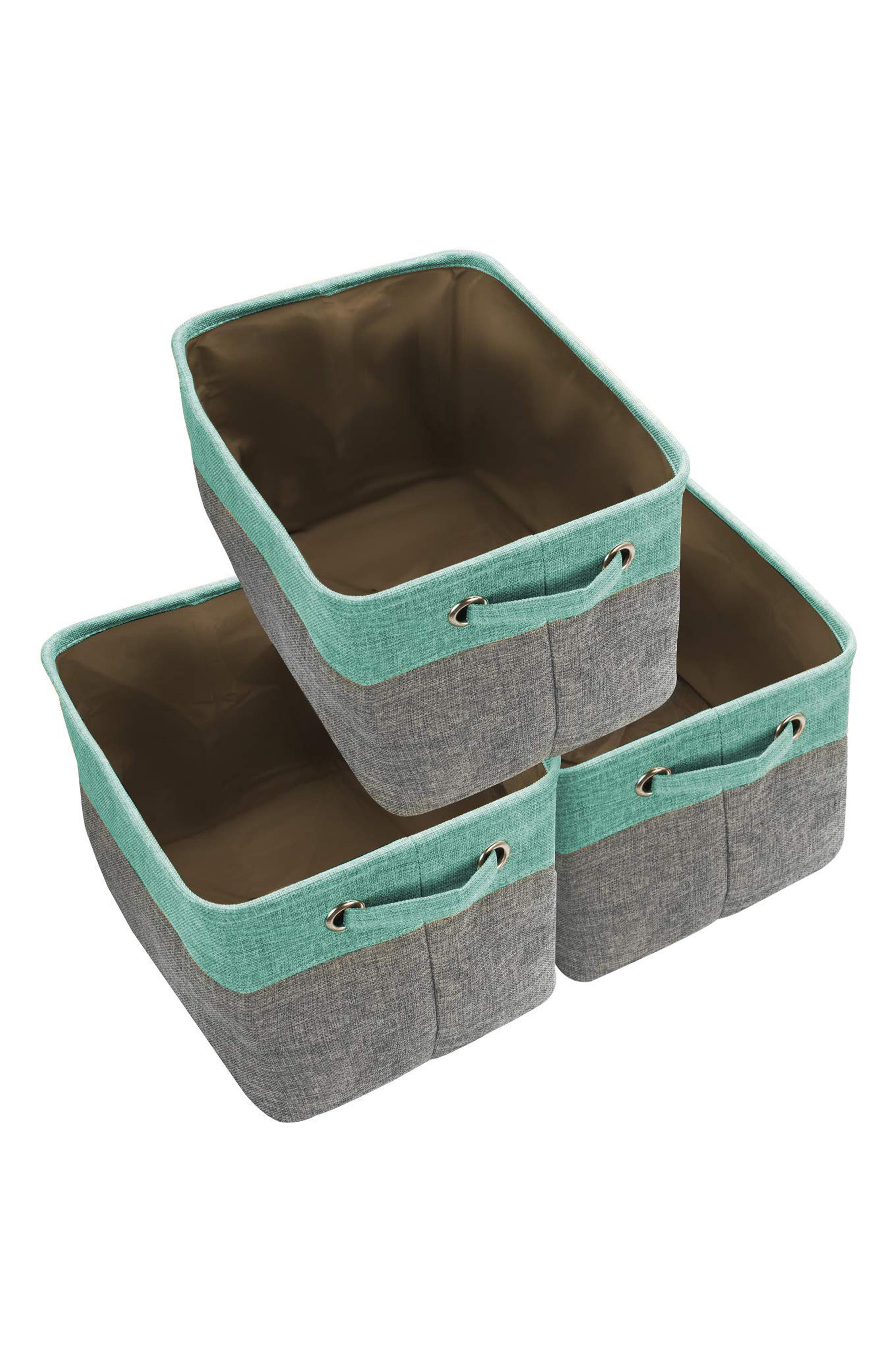 SORBUS Teal Twill Storage Basket - Set of 3