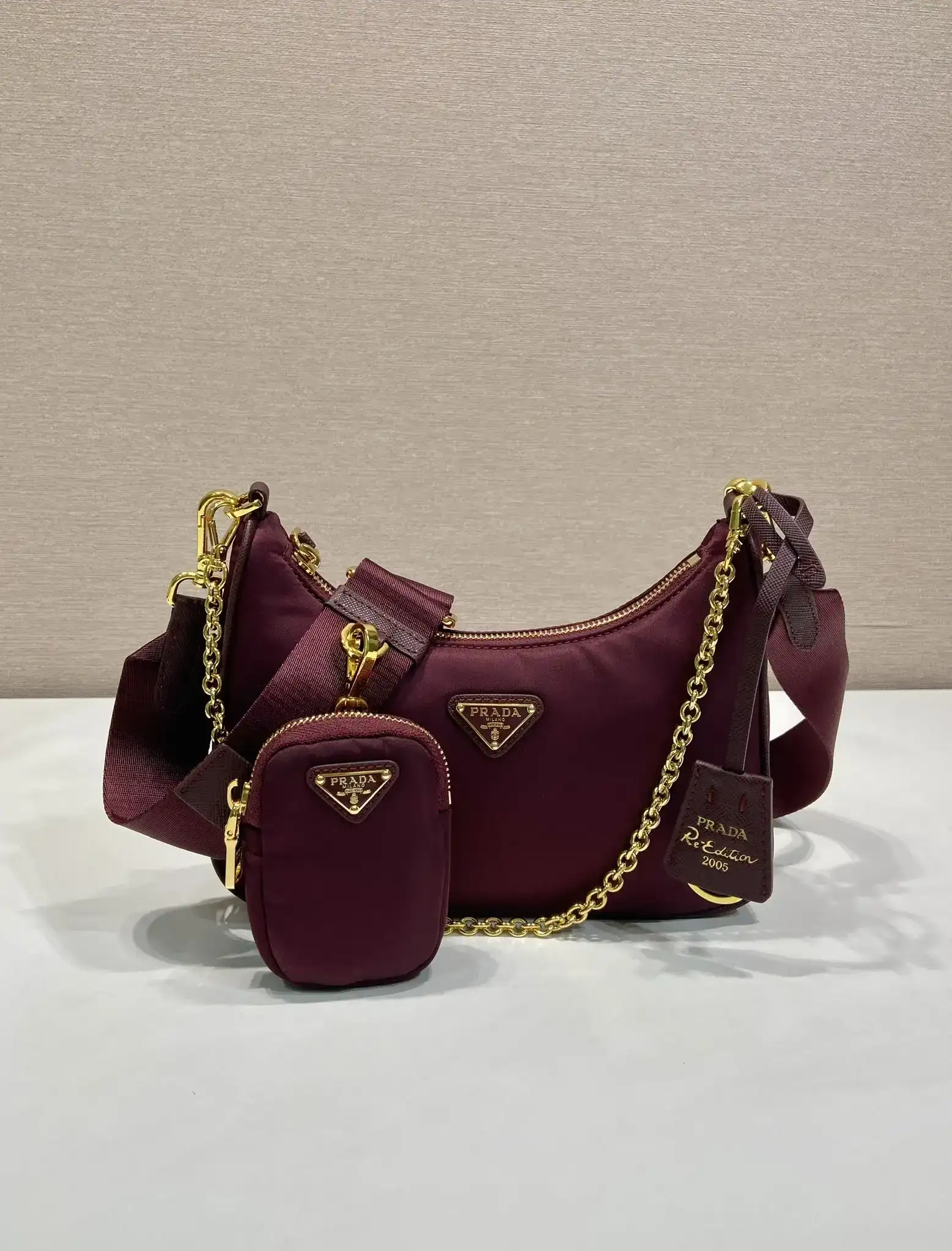 Prada Gold Nylon Hobo Bag product photo from LabelPicks