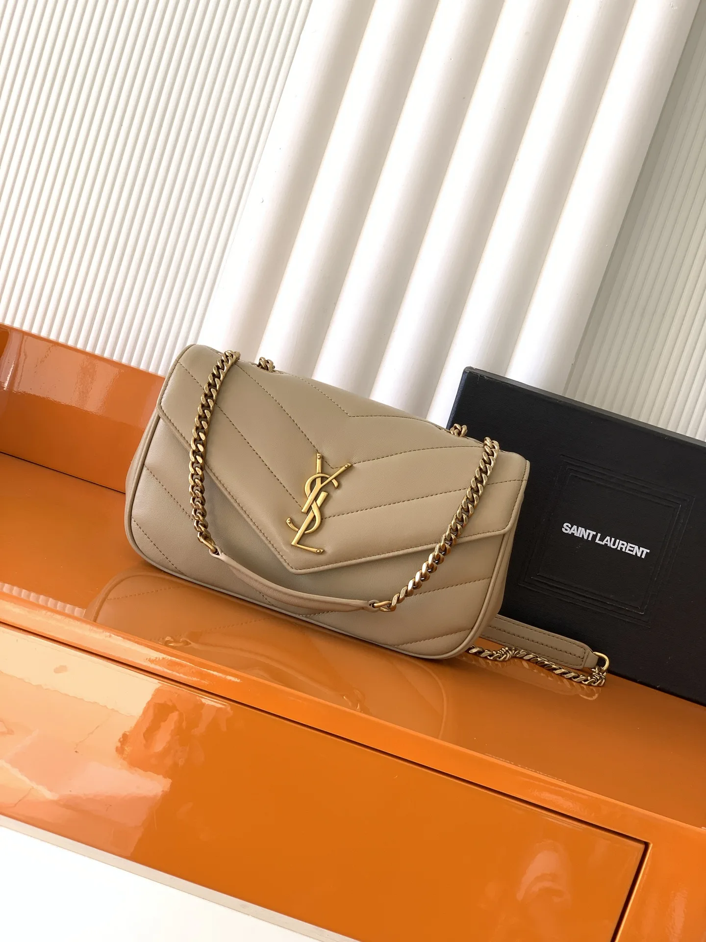 Saint Laurent Beige Loulou Lambskin Shoulder Bag product photo from LabelPicks