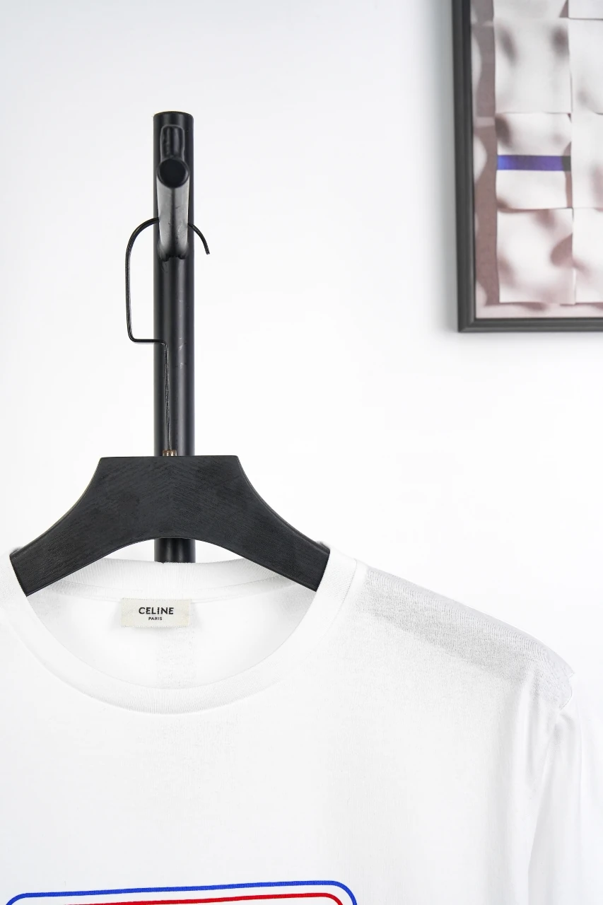 CELINE White Framed Logo Print T-Shirt product photo from LabelPicks
