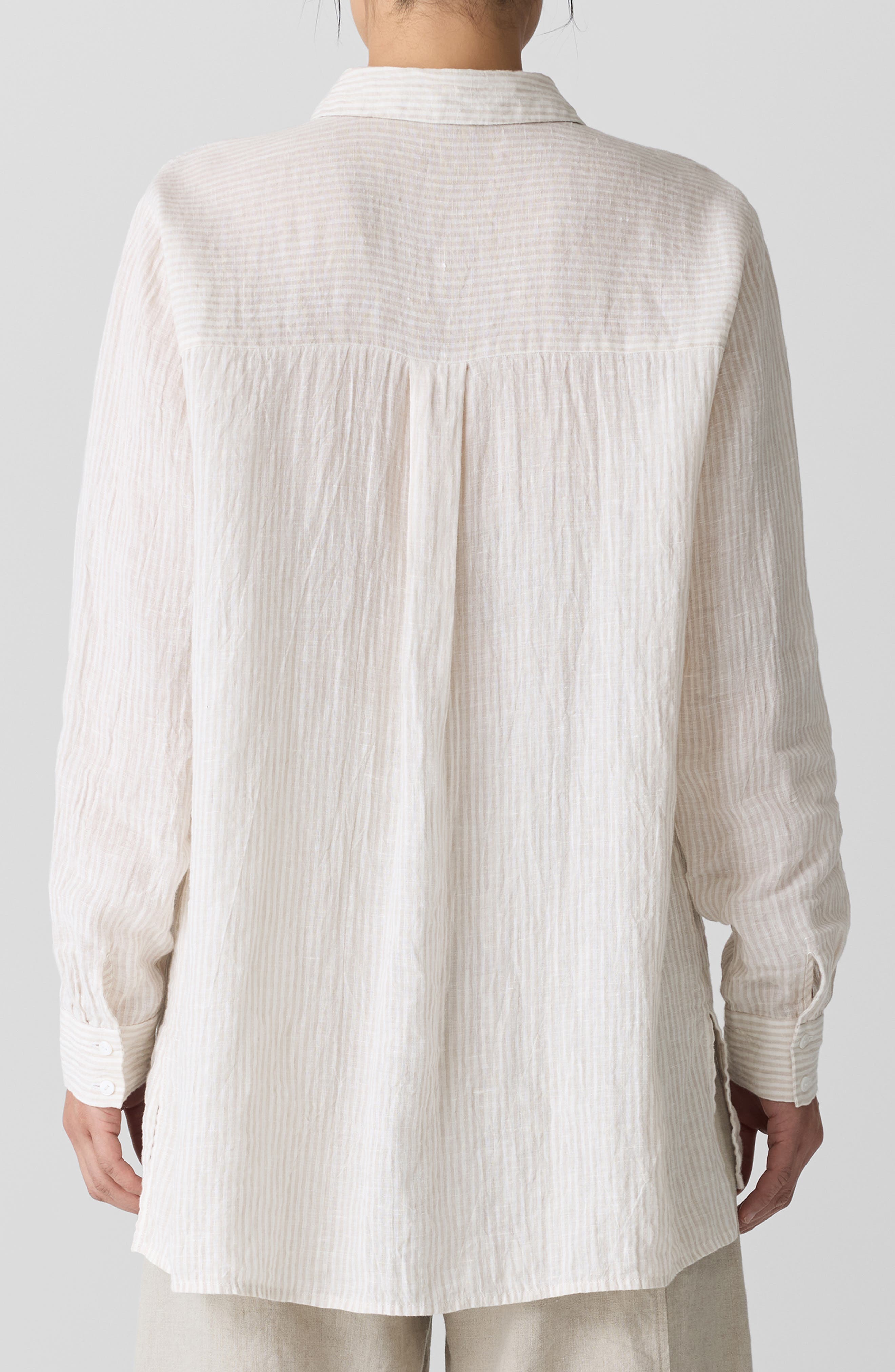 Eileen Fisher Classic Collar Organic Linen Long Sleeve Button-Up Shirt