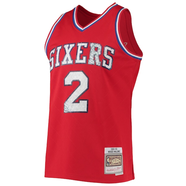 Moses Malone Philadelphia 76ers 1982/83 Hardwood Classics NBA 75th Anniversary Diamond Swingman Jersey - Red