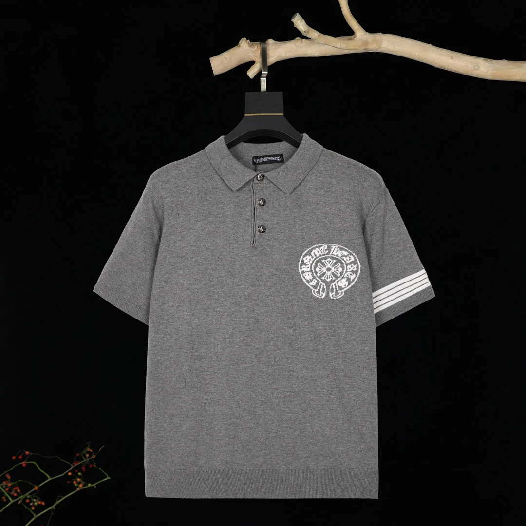 High-end knit lapel short sleeve shirt