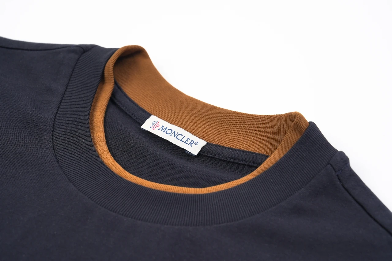 Moncler Navy Brown Contrast-Collar Embroidered T-Shirt product photo from LabelPicks