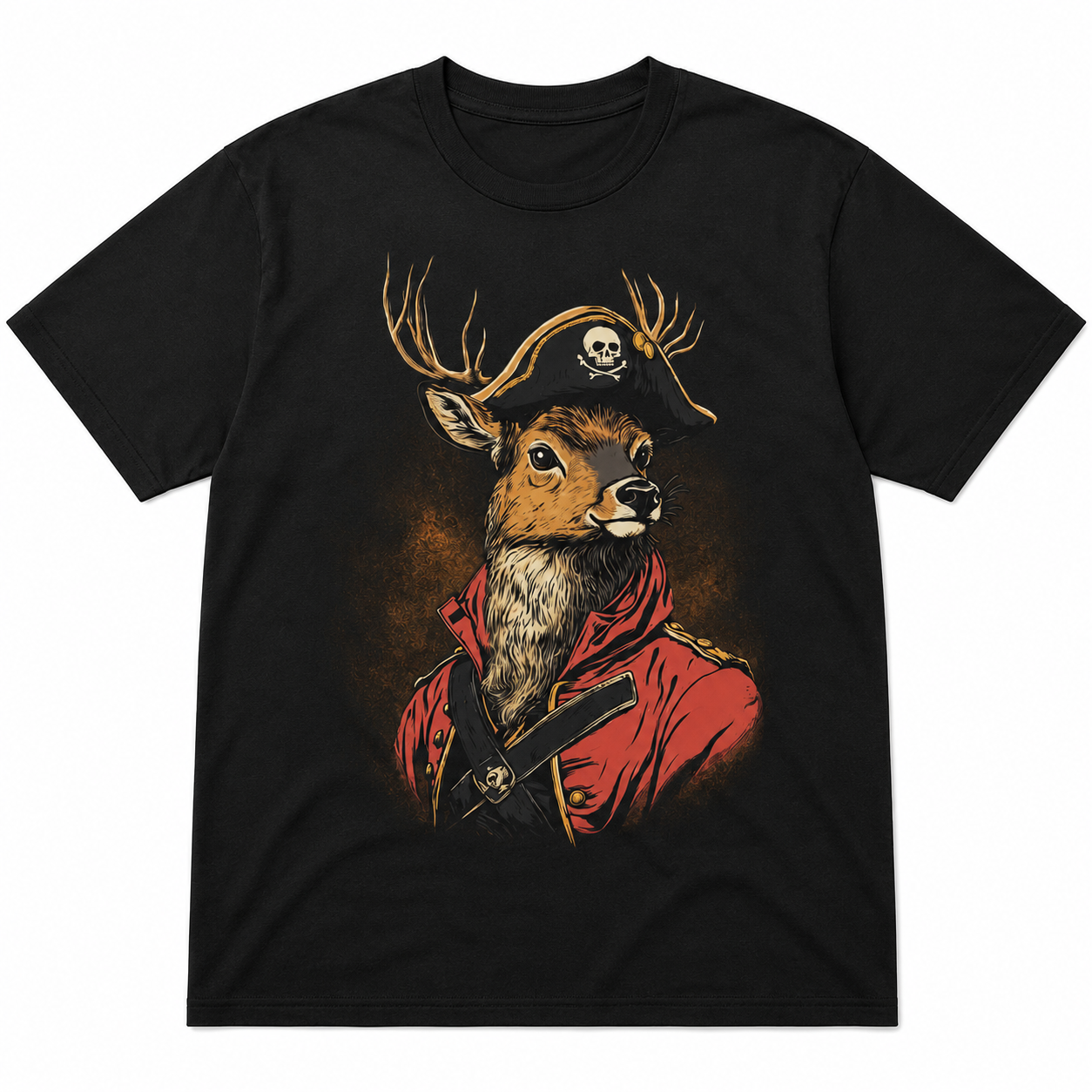 Remera Ciervo Pirata Capitán - Diseño Exclusivo Retro Nerd