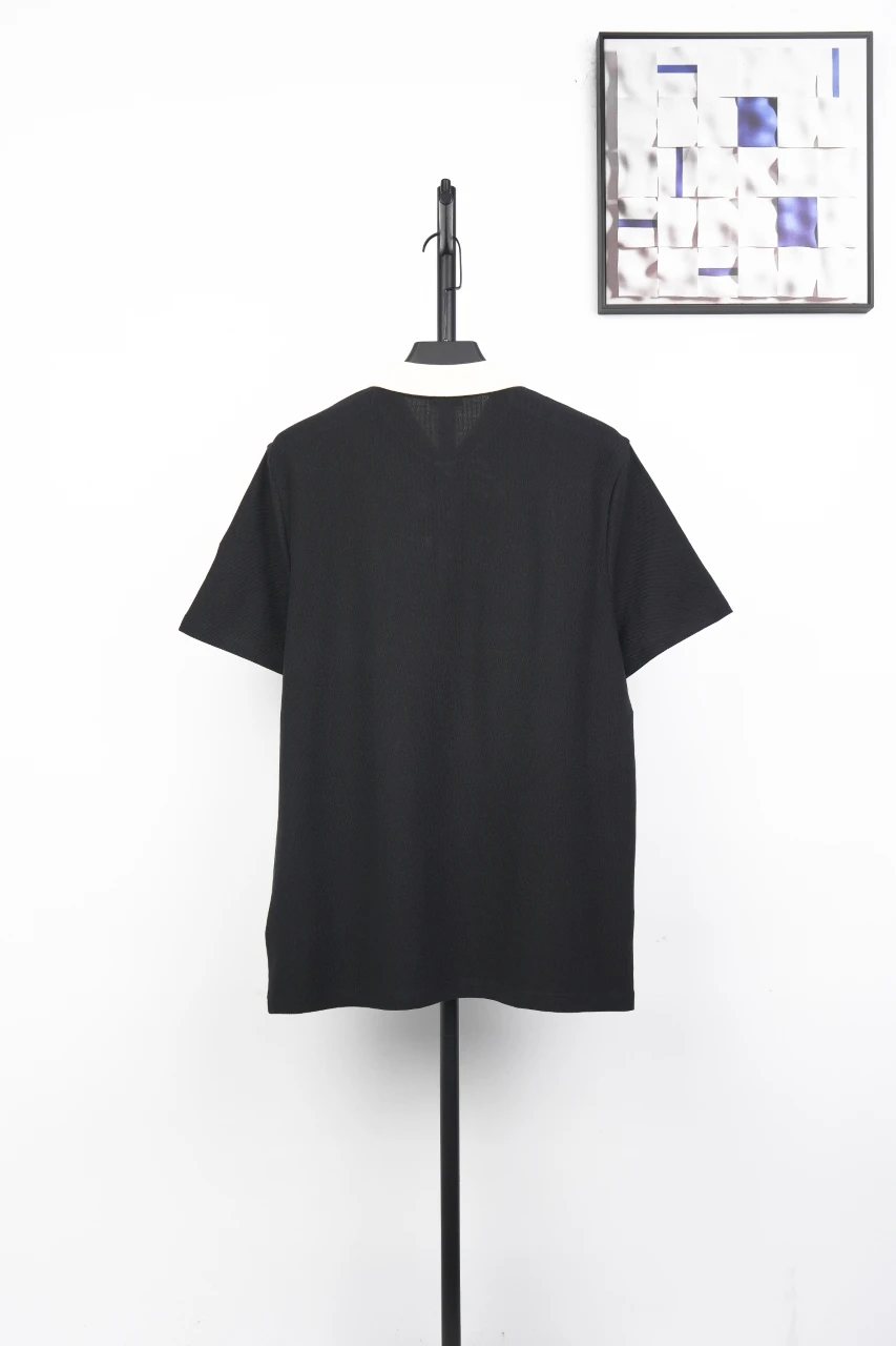 Moncler Black Contrast-Collar Snap Polo Shirt product photo from LabelPicks