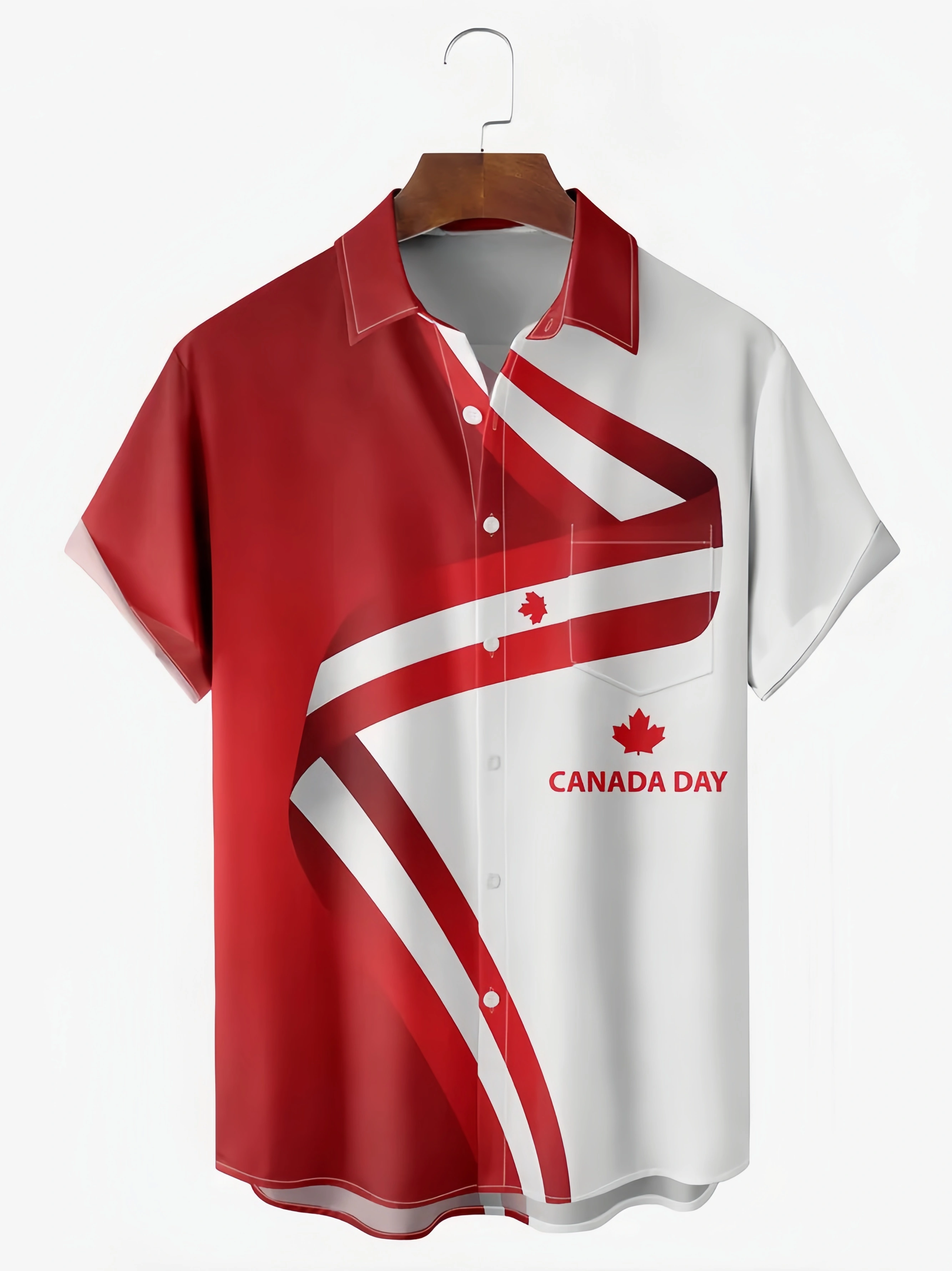 Canada Day Chest Pocket Short Sleeve Shirt