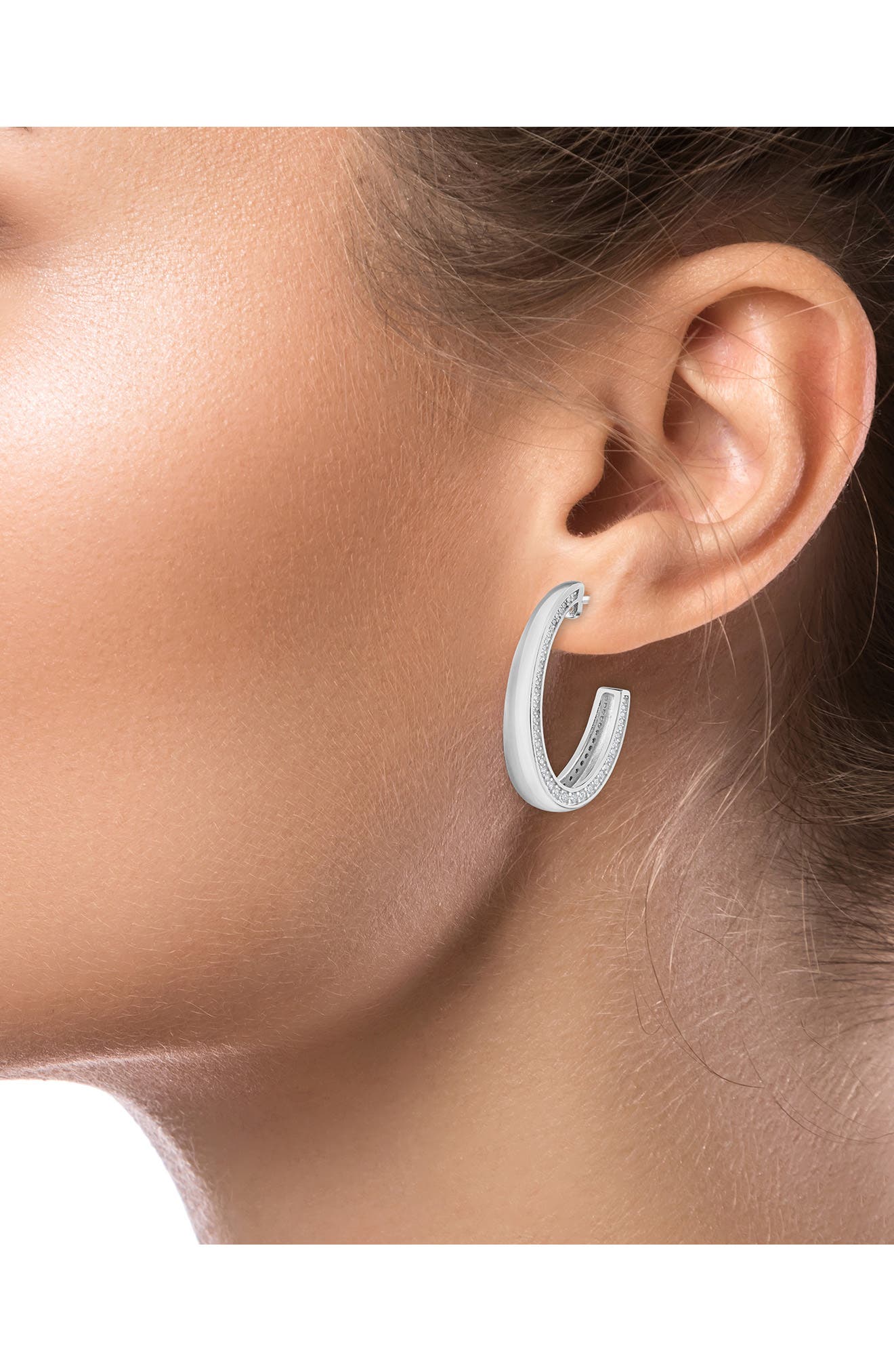 CZ by Kenneth Jay Lane Cubic Zirconia Edge Hoop Earrings