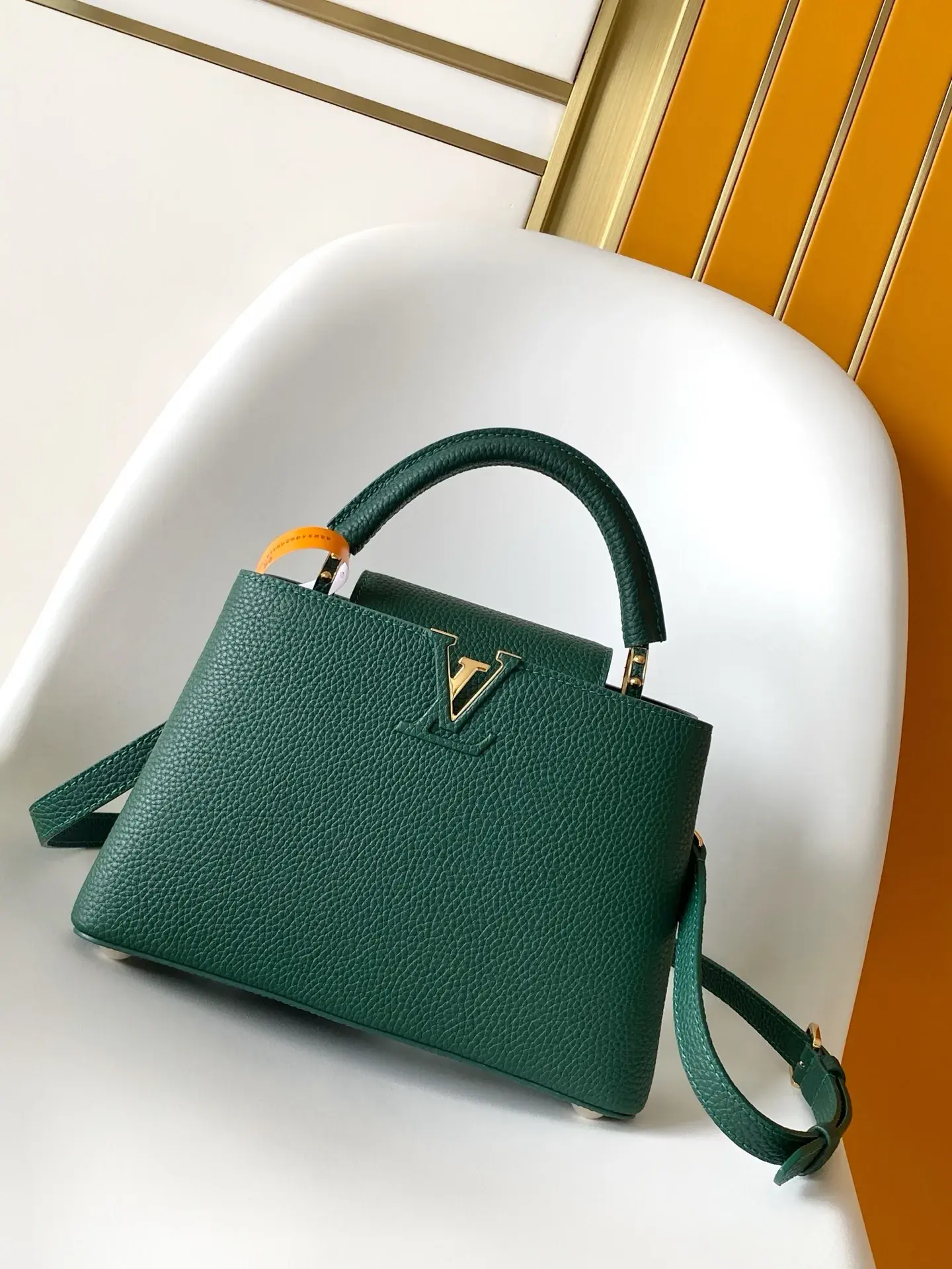 Louis Vuitton Capucines Black Grained Leather Top Handle Bag product photo from LabelPicks