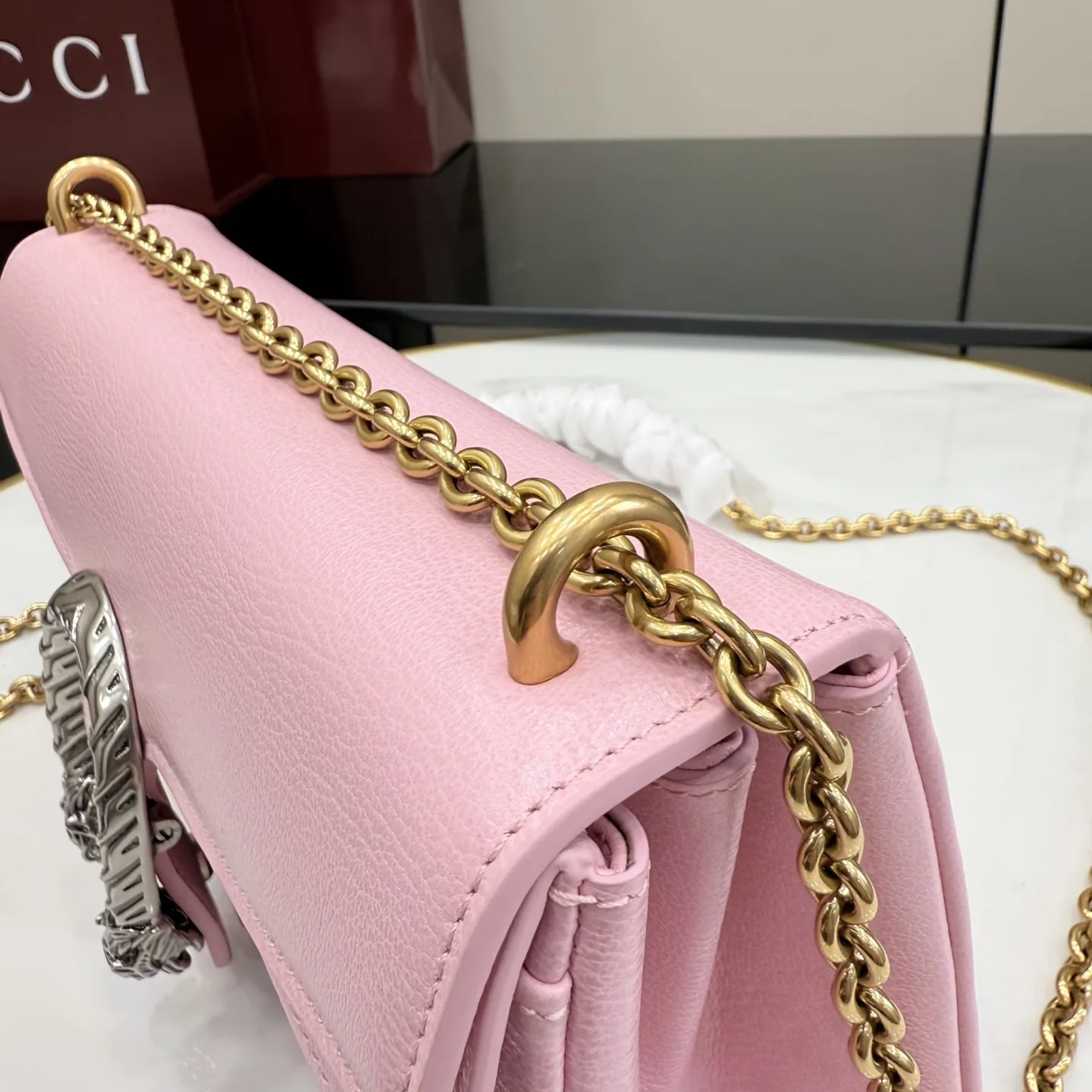 Gucci Dionysus Pink Grained Leather Shoulder Bag product photo from LabelPicks