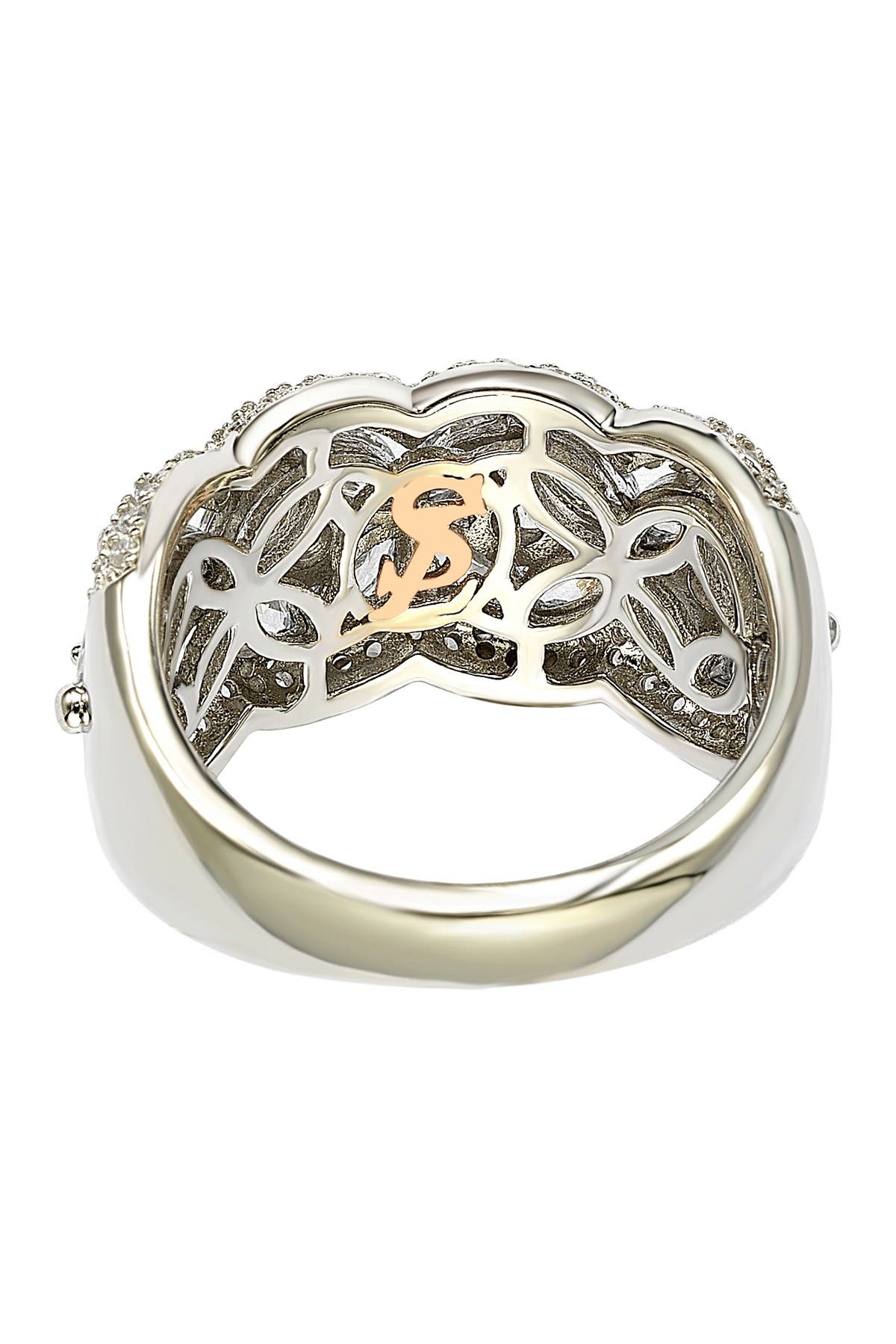 SUZY LEVIAN Sterling Silver Round-Cut & Marquise-Cut Cubic Zirconia Flower Ring