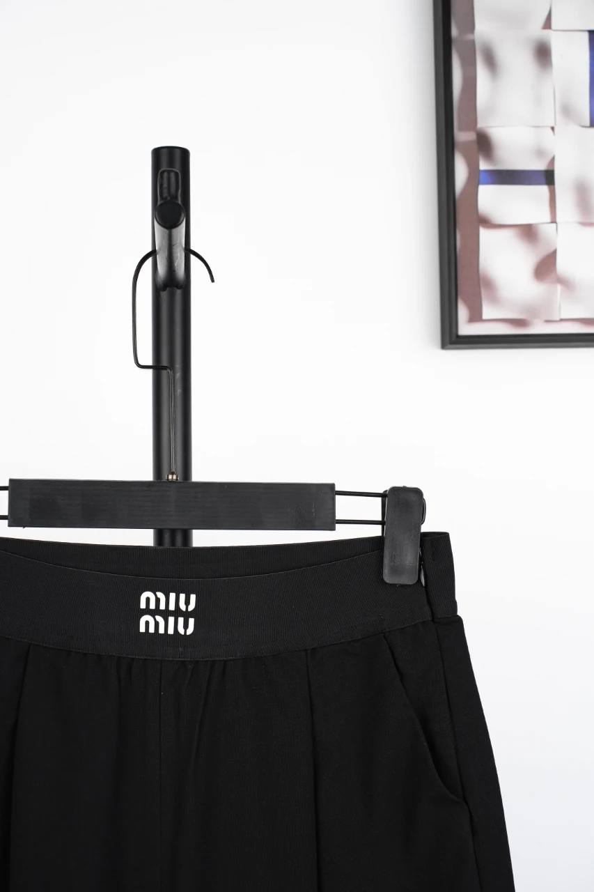 Miu Miu Black Elastic Waist Straight Trousers product photo from LabelPicks