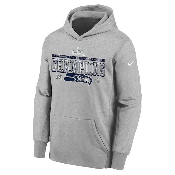 Seattle Seahawks Nike Gray 2025 NFC Champions Locker Room Trophy Collection Authentic Hoodie