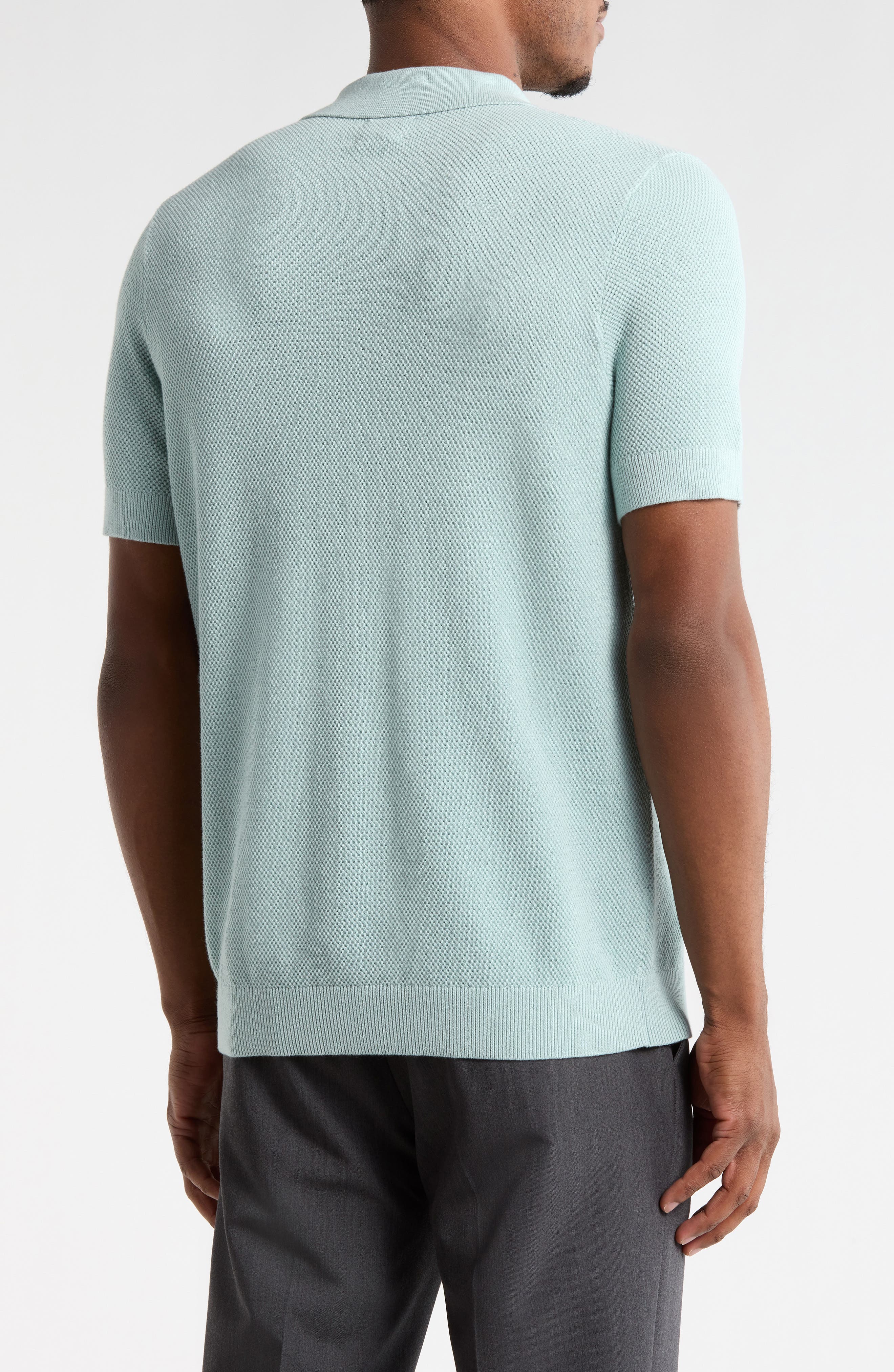 14th & Union Textured Cotton Polo Sweater