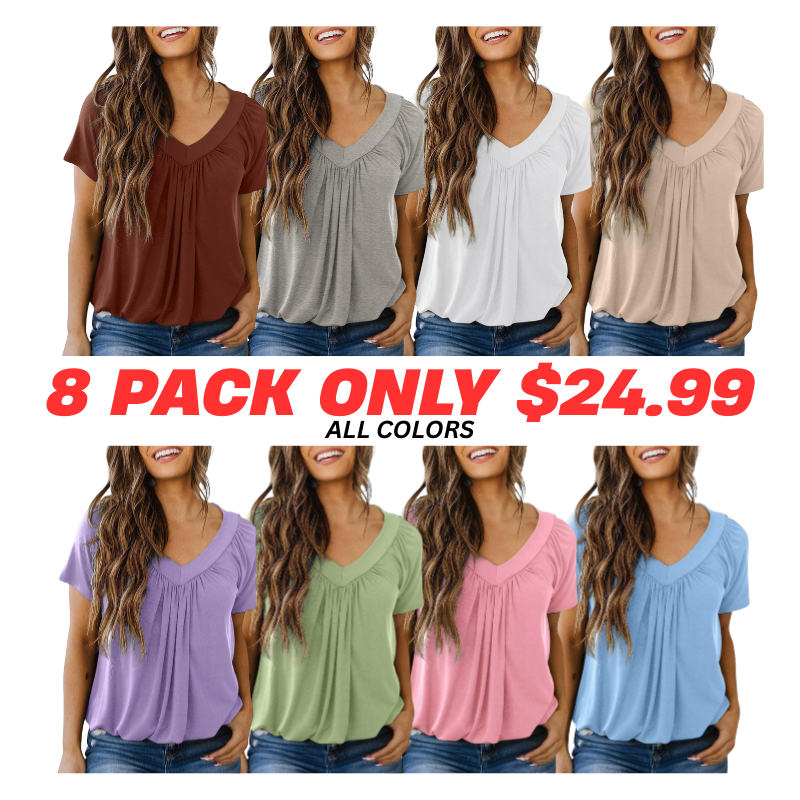 🔥Today's Specials-All Colors Just 24.99🎉-Women's V-Neck Short Sleeve Casual Tees