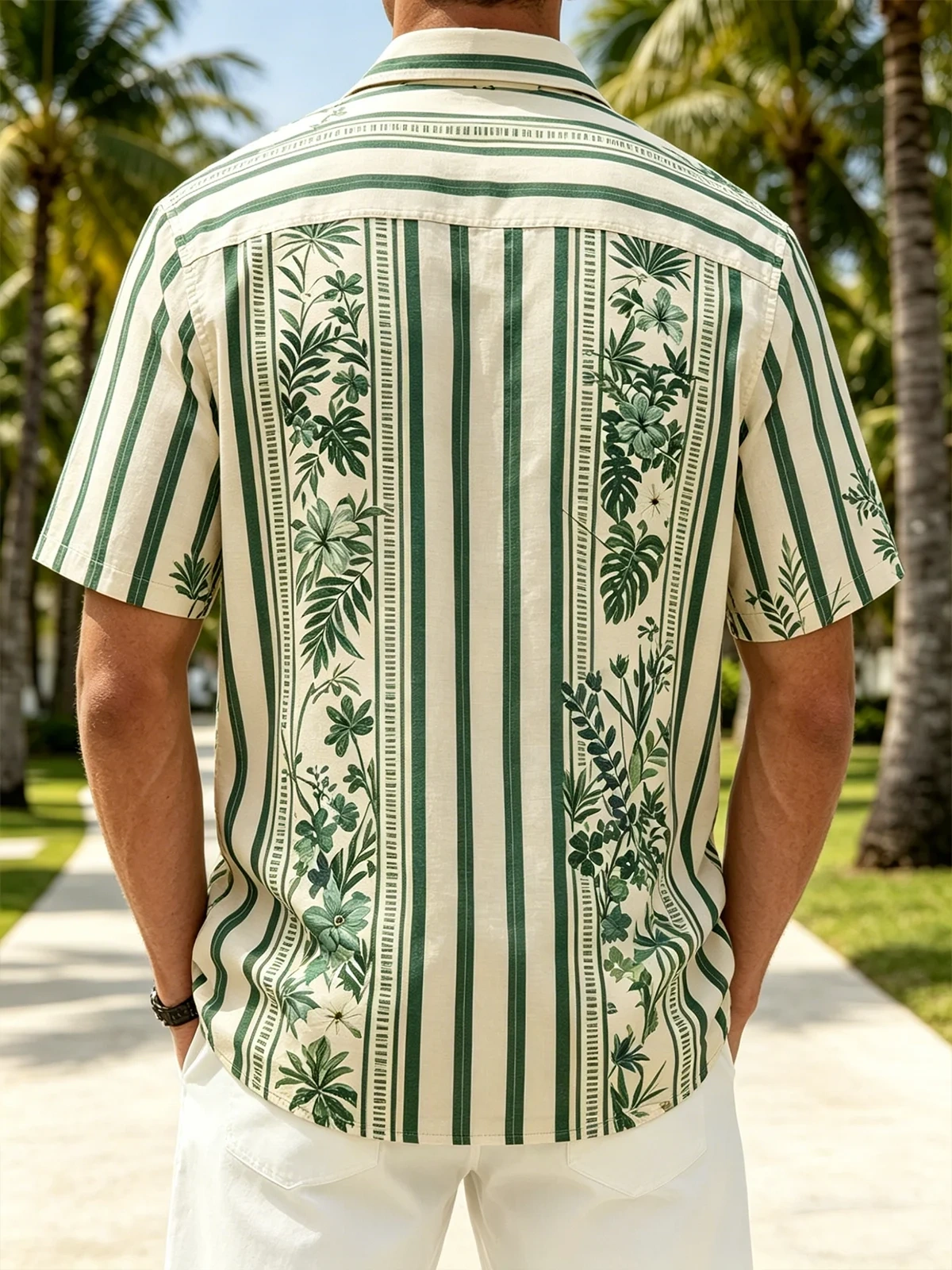 Men's printed shirts U.S. Independence Day Anniversary Flag Floral and Botanical Pattern  Holiday Hawaiian Shirt