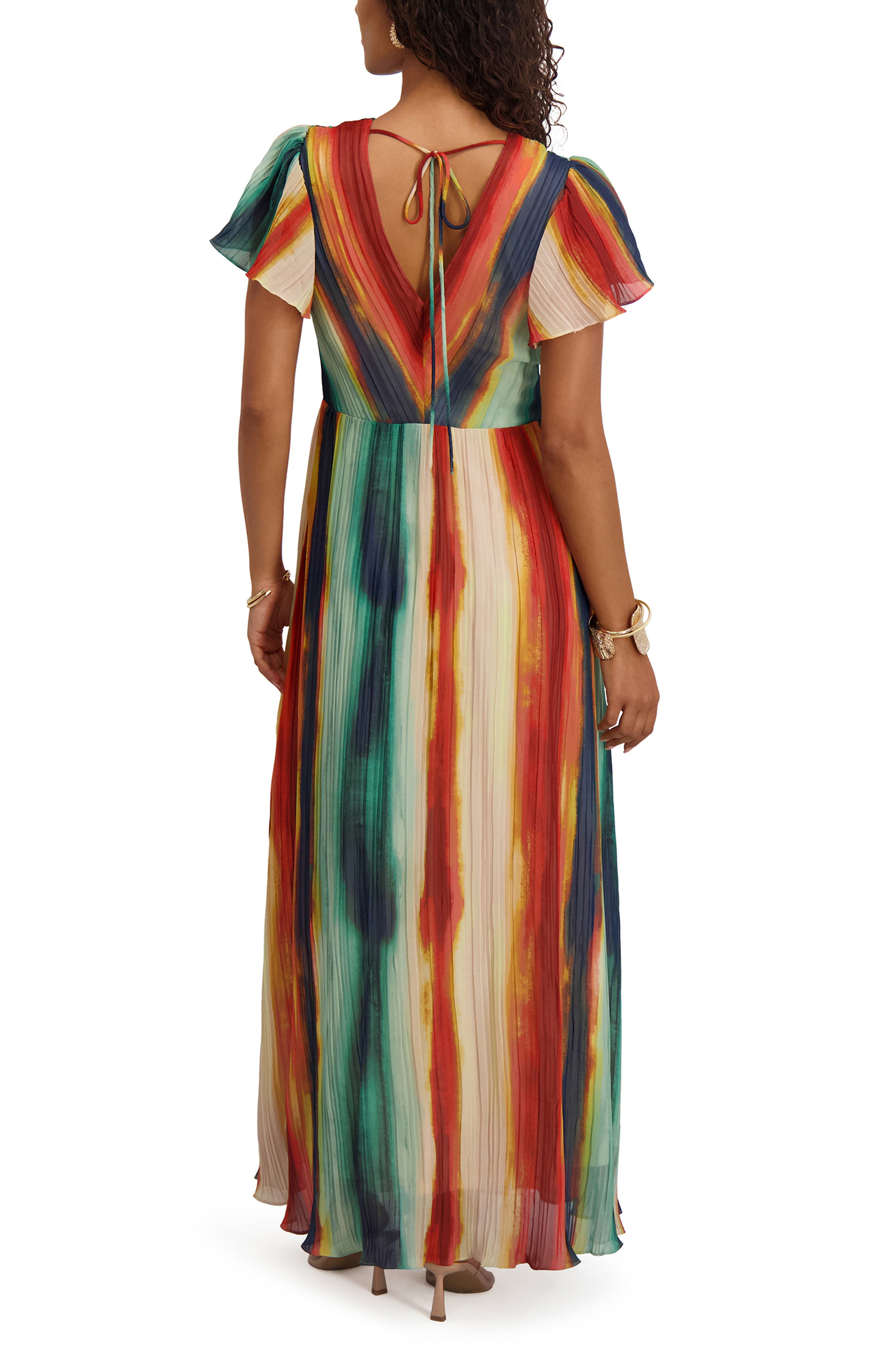 Kensie Stripe Chiffon Maxi Dress