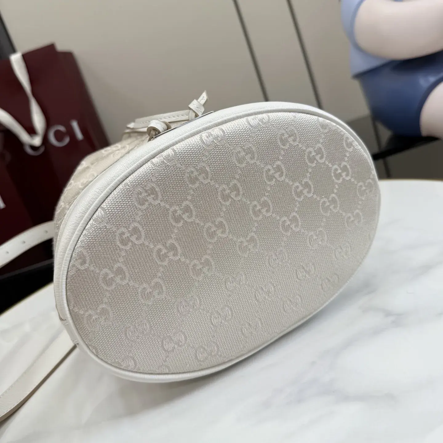 Gucci White Generation Canvas and Leather Bucket Bag product photo from LabelPicks