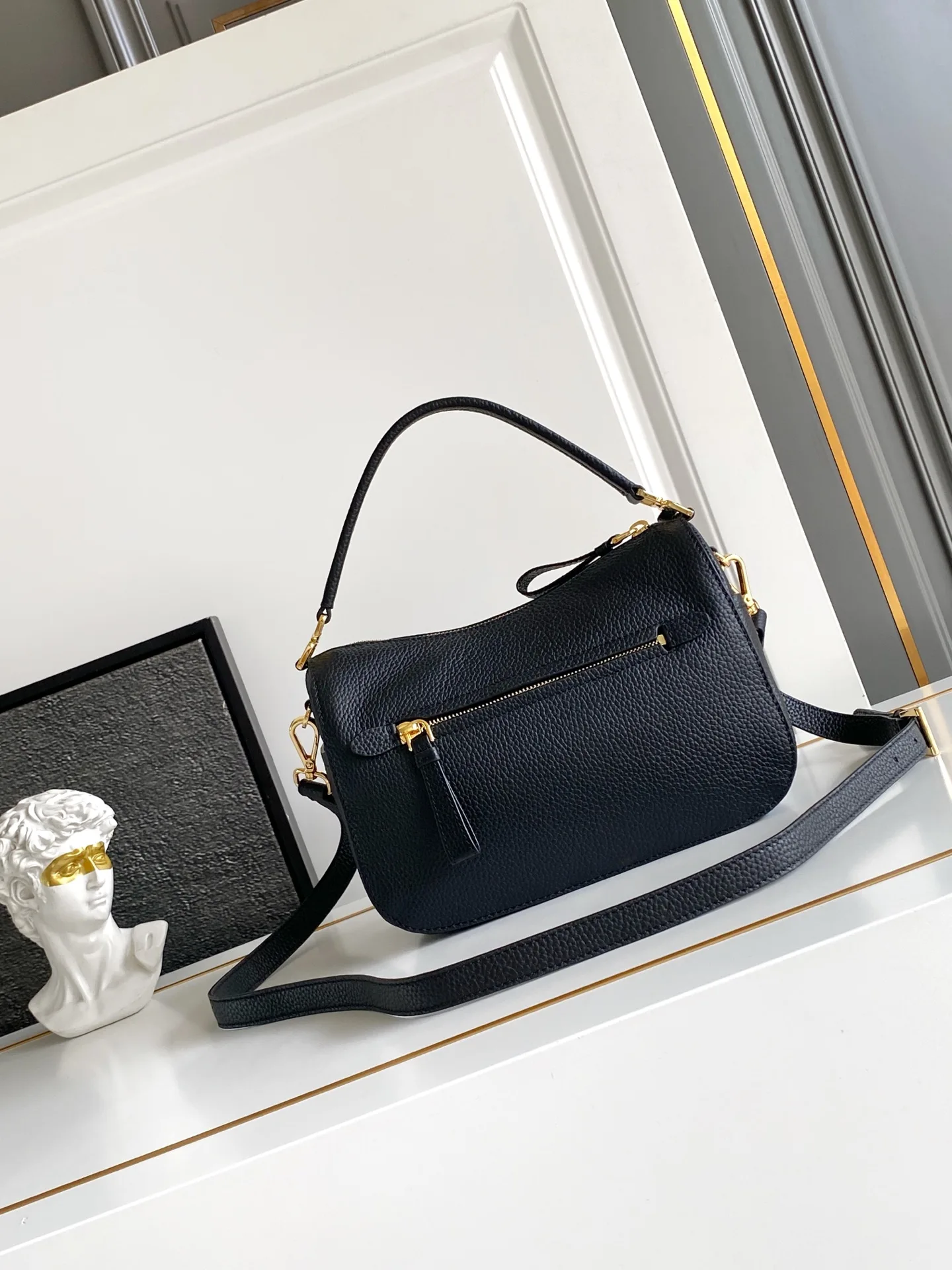 Prada Gold Grained Leather Shoulder Bag product photo from LabelPicks