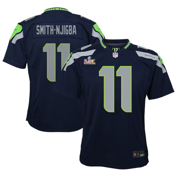 Youth Seattle Seahawks Jaxon Smith-Njigba Nike College Navy Super Bowl LX Patch Game Jersey