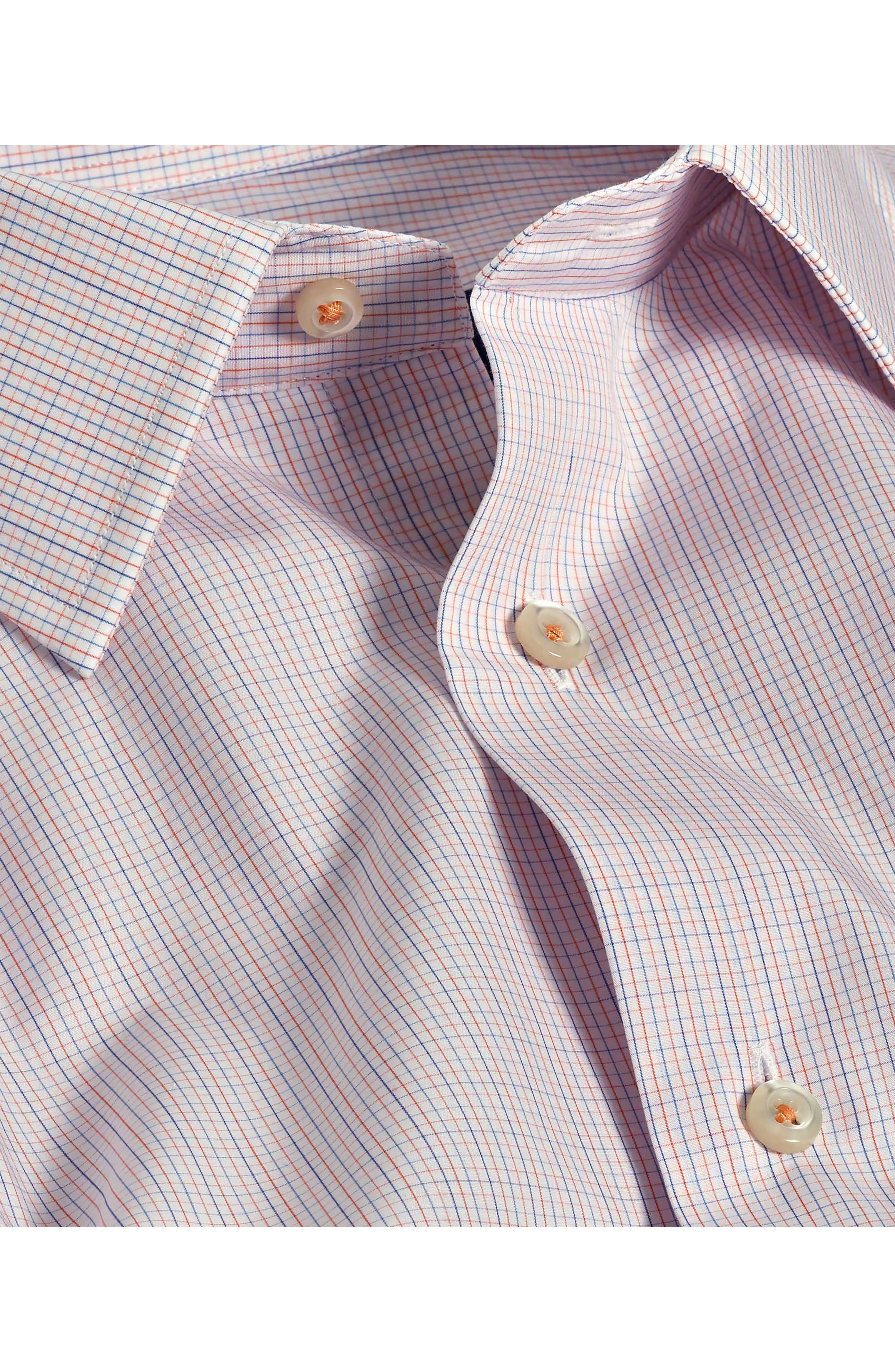 David Donahue Trim Fit Check Cotton Dress Shirt