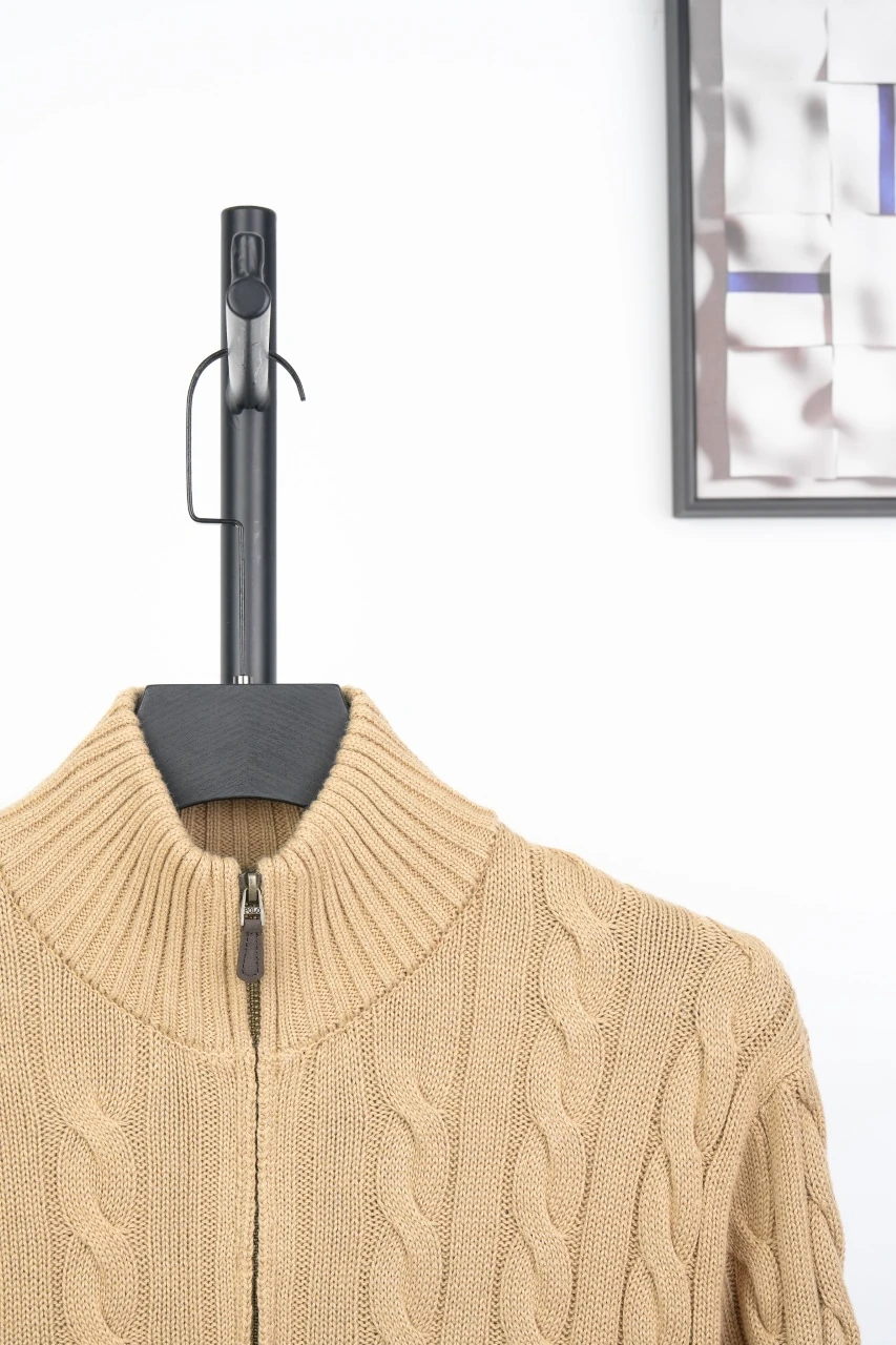 Ralph Lauren Camel Pony Embroidered Half Zip Stand Collar Sweater product photo from LabelPicks