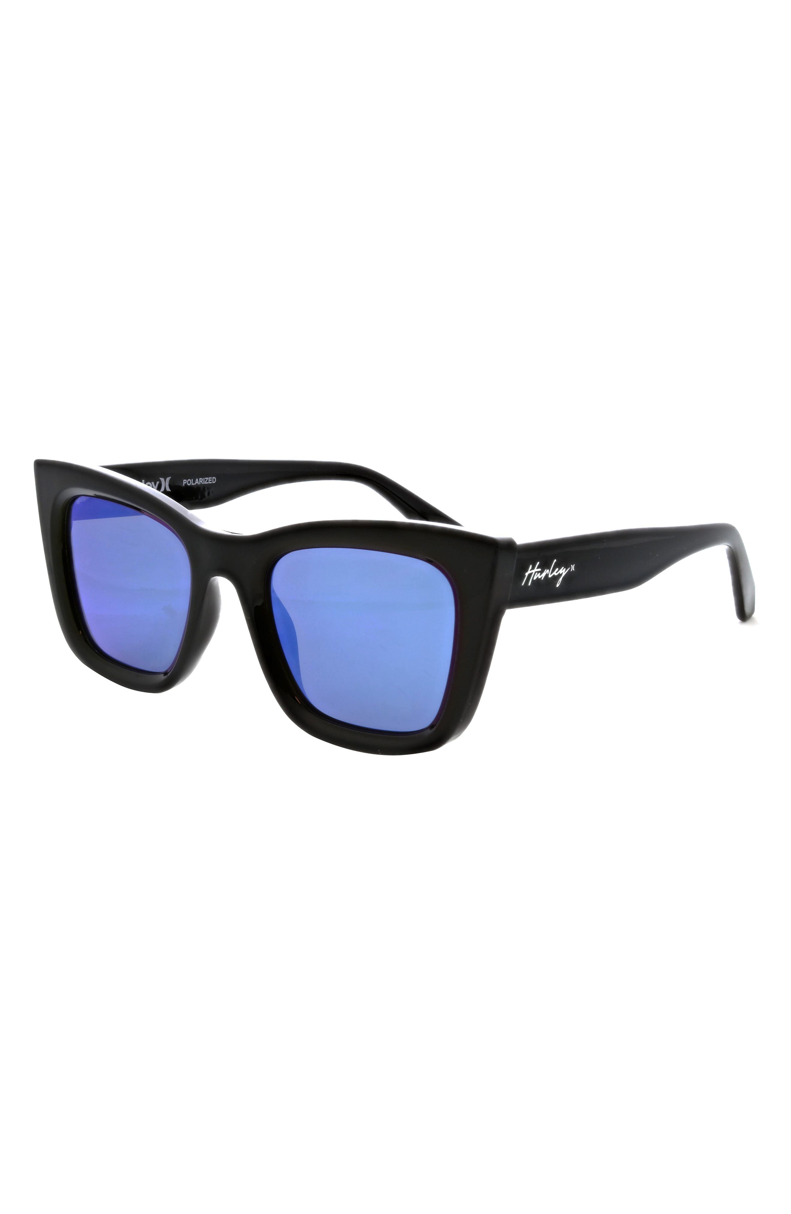 Hurley 50mm Chunky Square Polarized Sunglasses